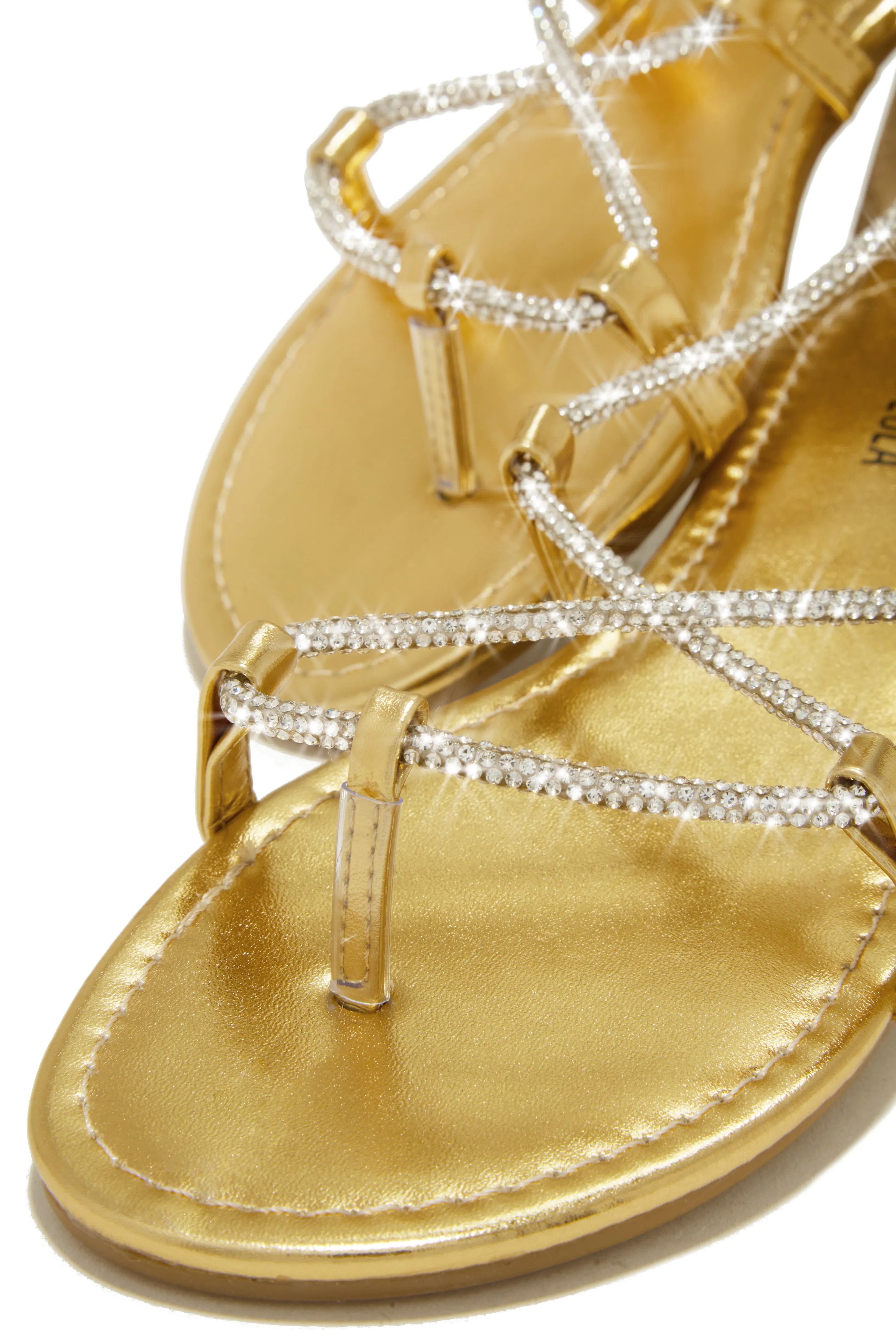 Vegas Weekend Embellished Lace Up Sandals - Gold sold by Miss Lola product image thumbnail 3