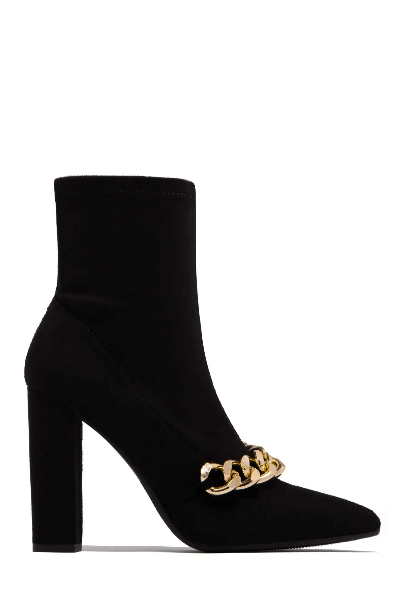 Elevate Me Gold Chain Block Heel Ankle Boots - Black sold by Miss Lola product image thumbnail 2
