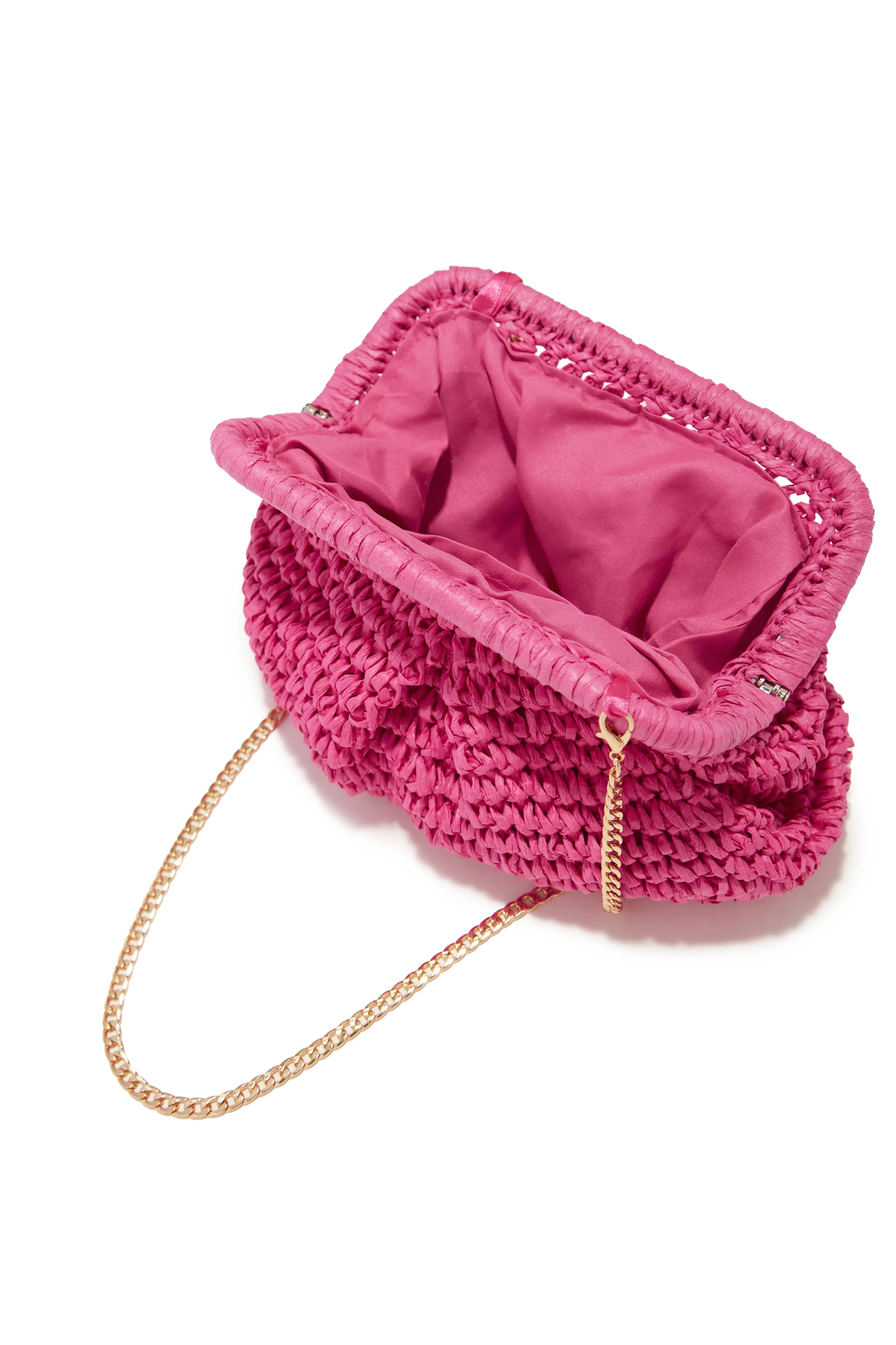 Sea You Soon Woven Straw Crossbody Handbag - Fuchsia sold by Miss Lola product image thumbnail 2