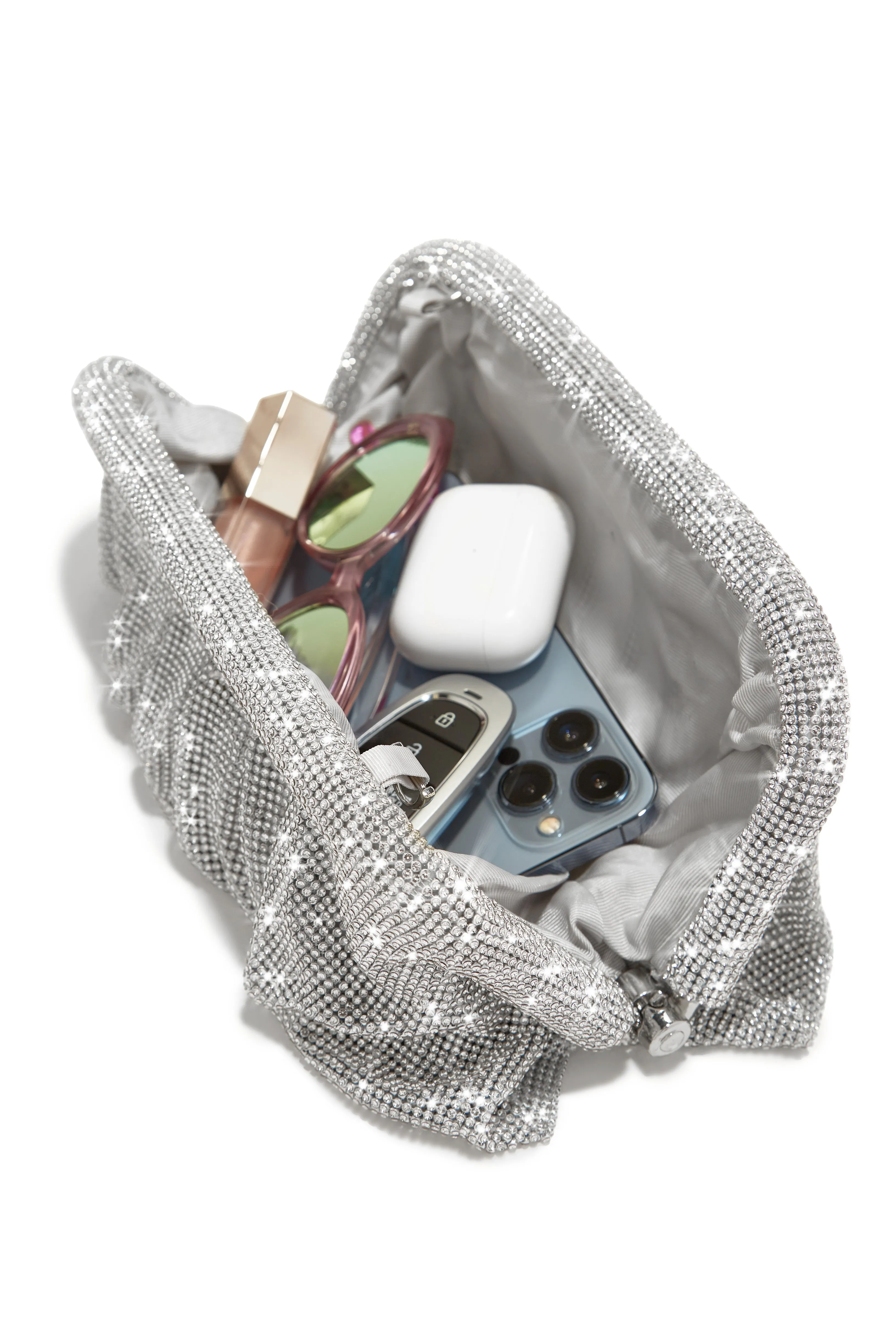 Gala Nights Embellished Clutch Bag - Silver sold by Miss Lola product image thumbnail 4