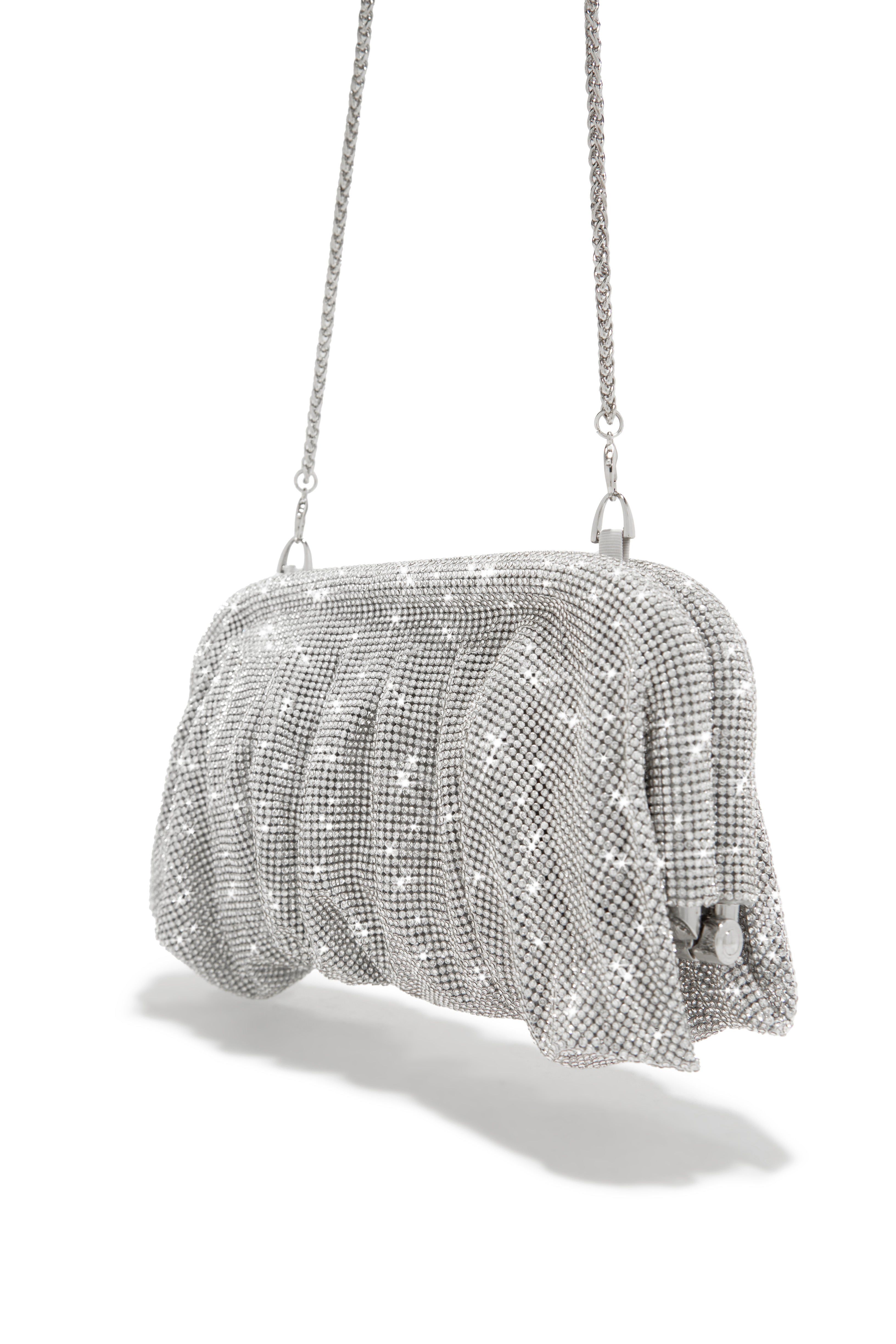 Gala Nights Fully Embellished Clutch Bag - Silver sold by Miss Lola product image thumbnail 4