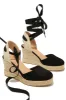 Tropical Vacay Lace Up Platform Espadrille Wedges - Black sold by Miss Lola