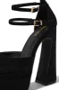 Gysele Platform Block High Heels - Black sold by Miss Lola