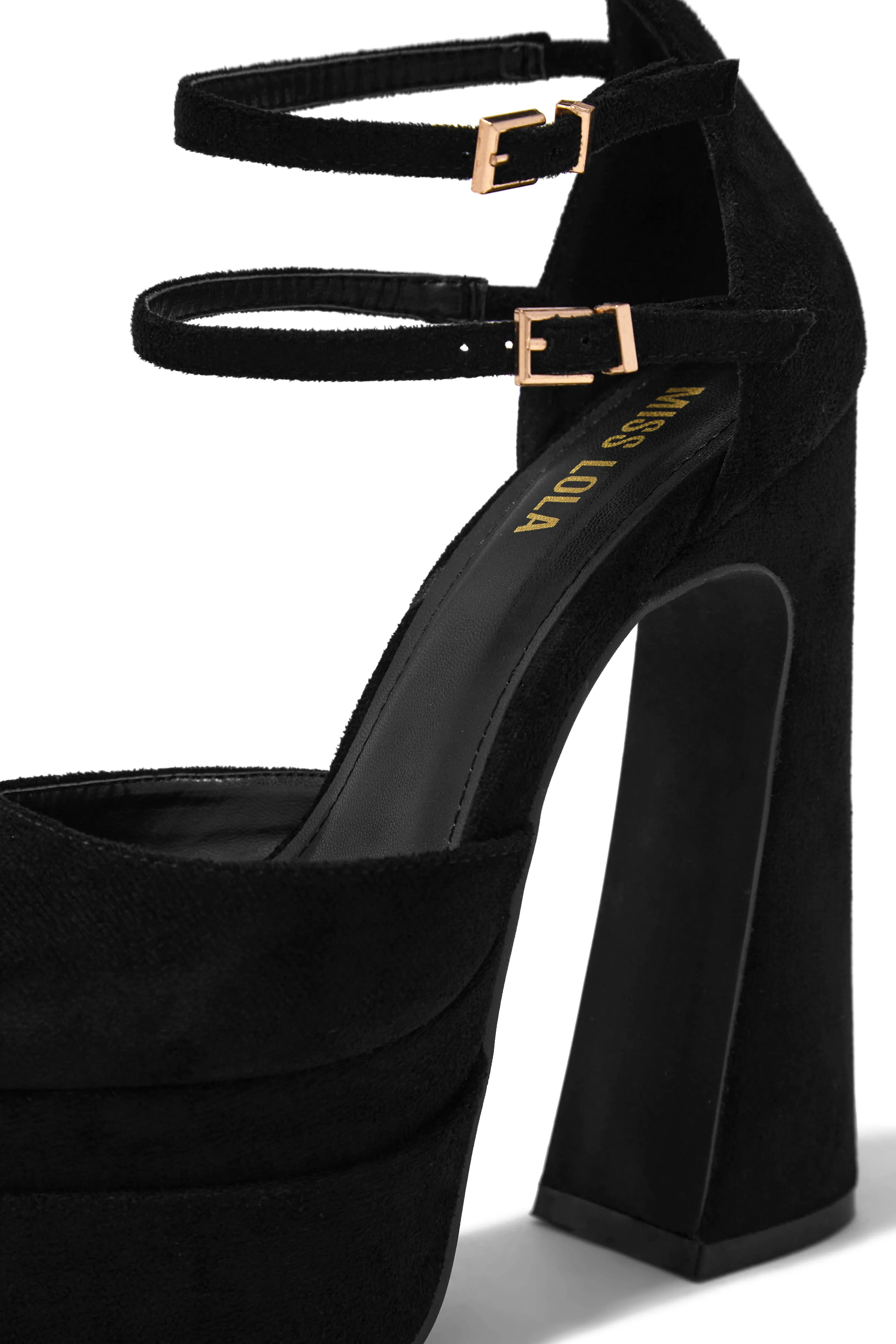 Gysele Platform Block High Heels - Black sold by Miss Lola product image thumbnail 2