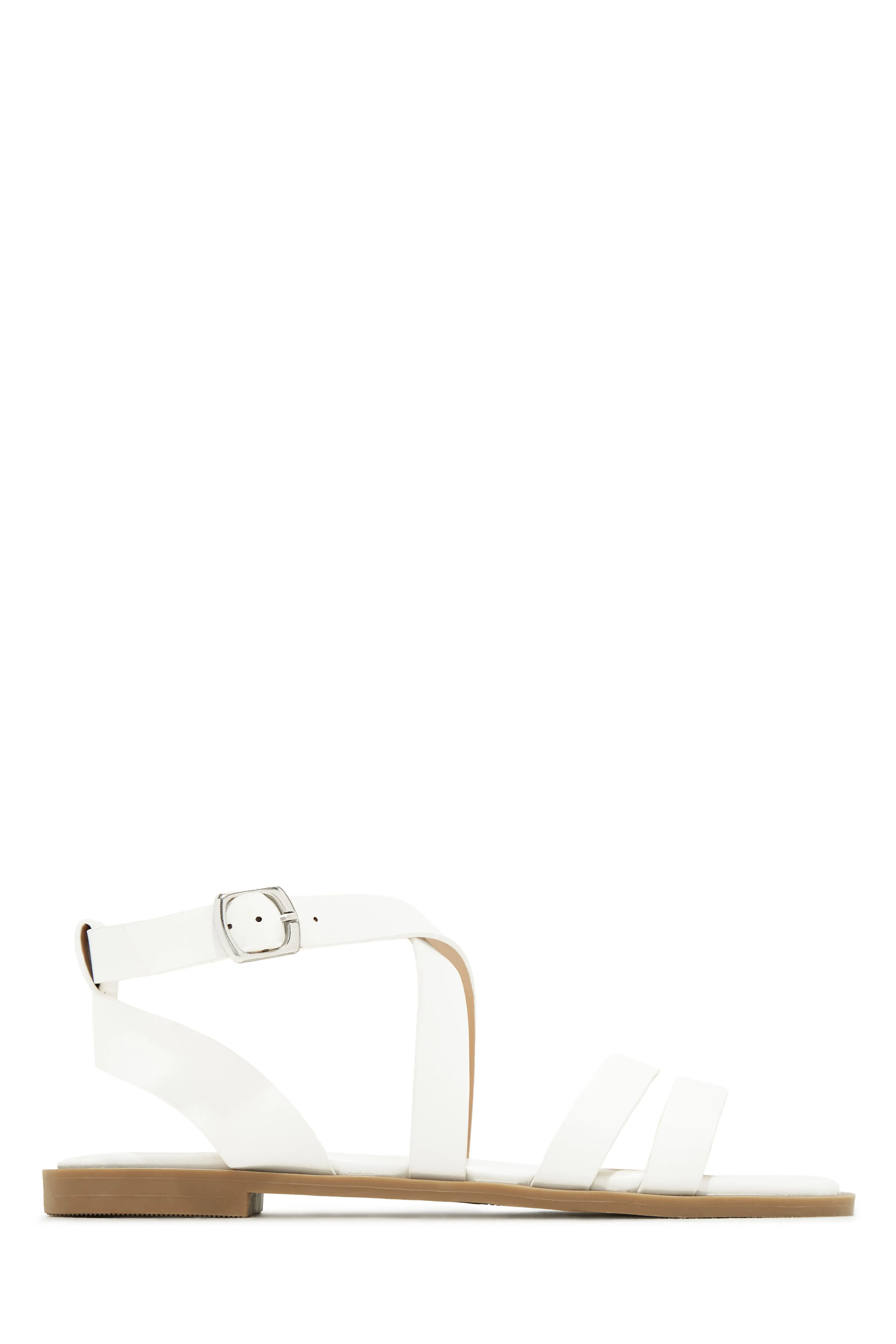 Sun Seeker Flat Strappy Sandals - White sold by Miss Lola product image thumbnail 3