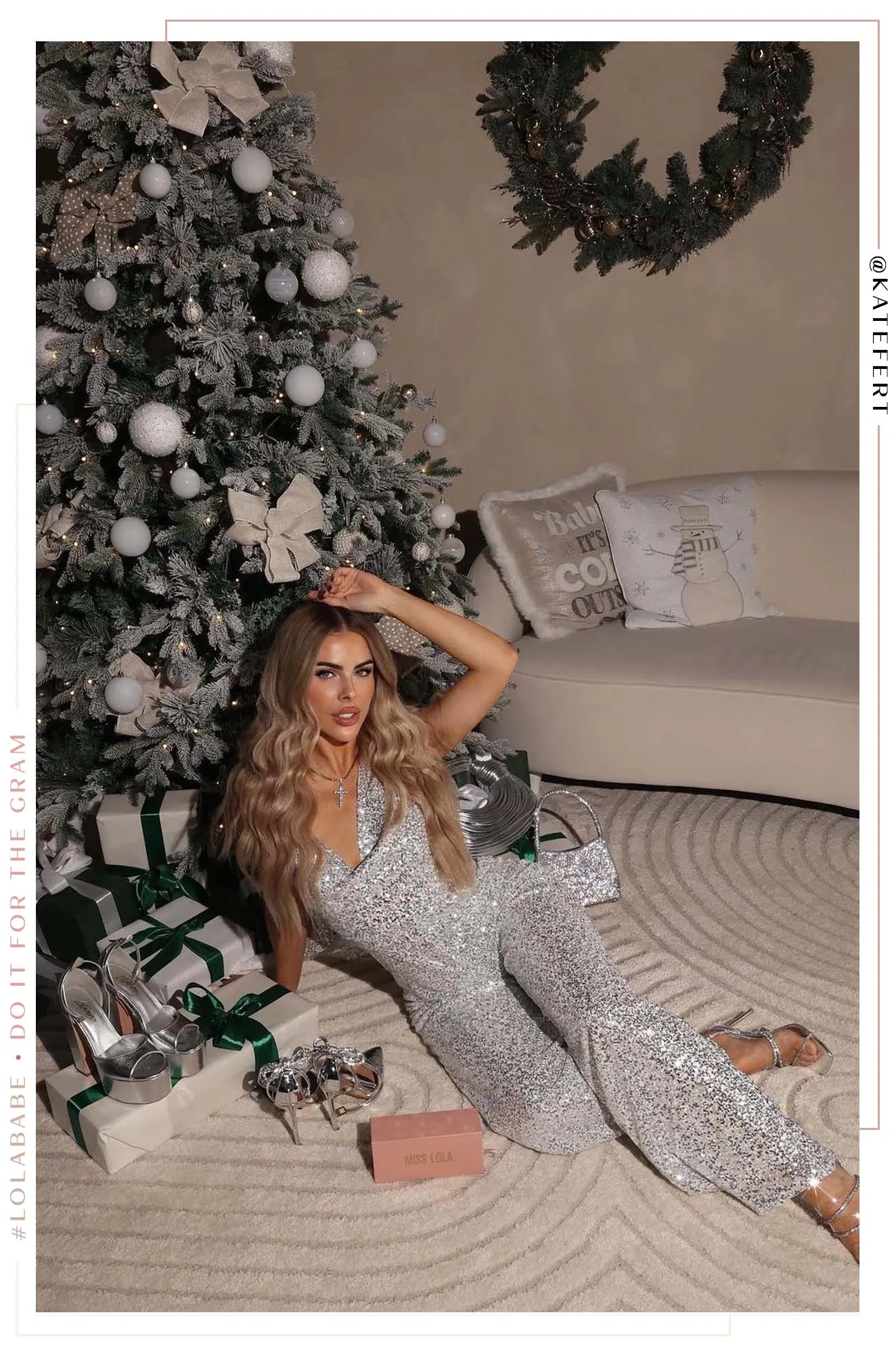Holiday Glam Cowl Neck Jumpsuit - White Silver sold by Miss Lola product image thumbnail 3