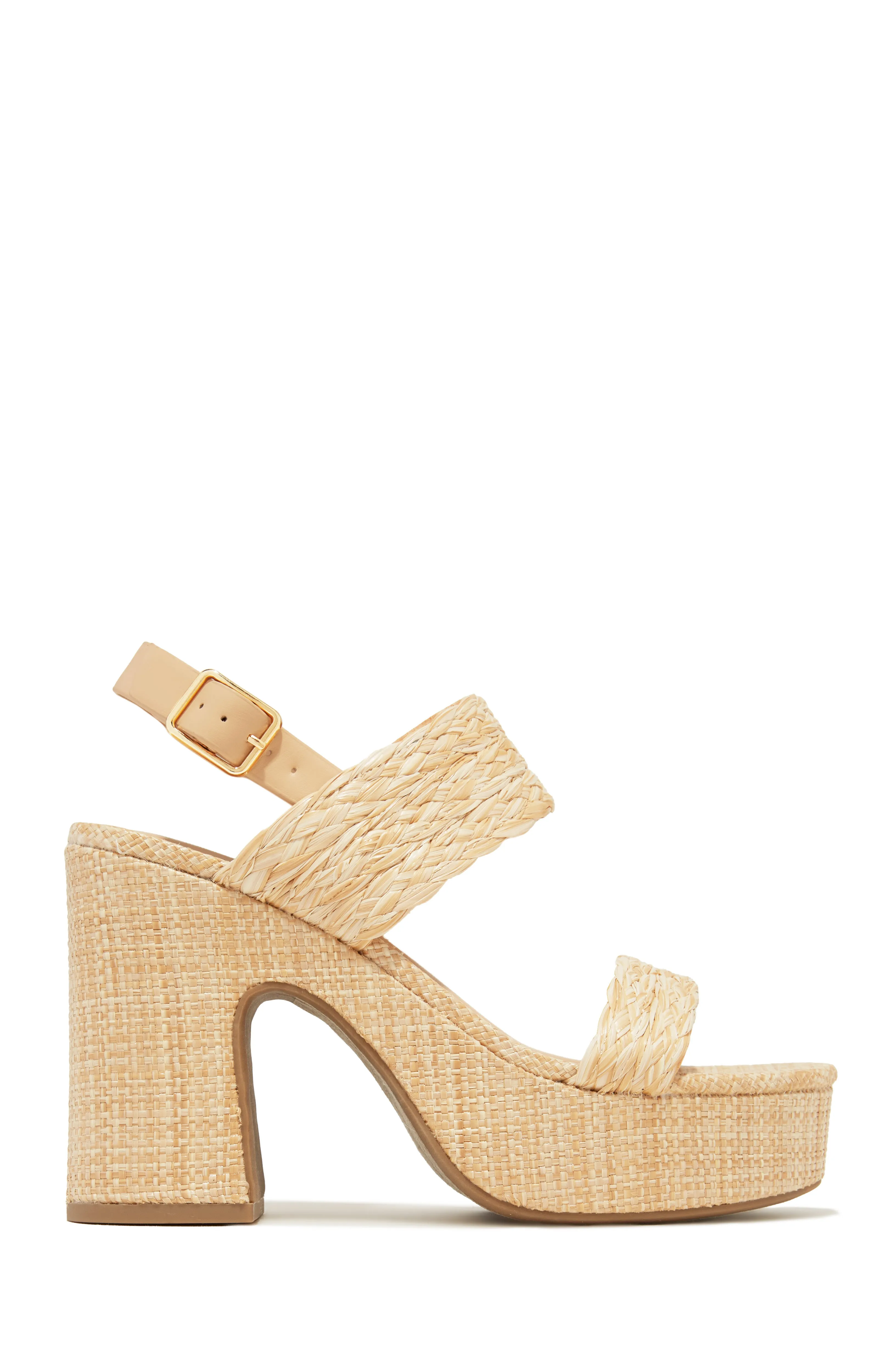 Chelsea Platform Block Heels - Natural sold by Miss Lola product image thumbnail 4