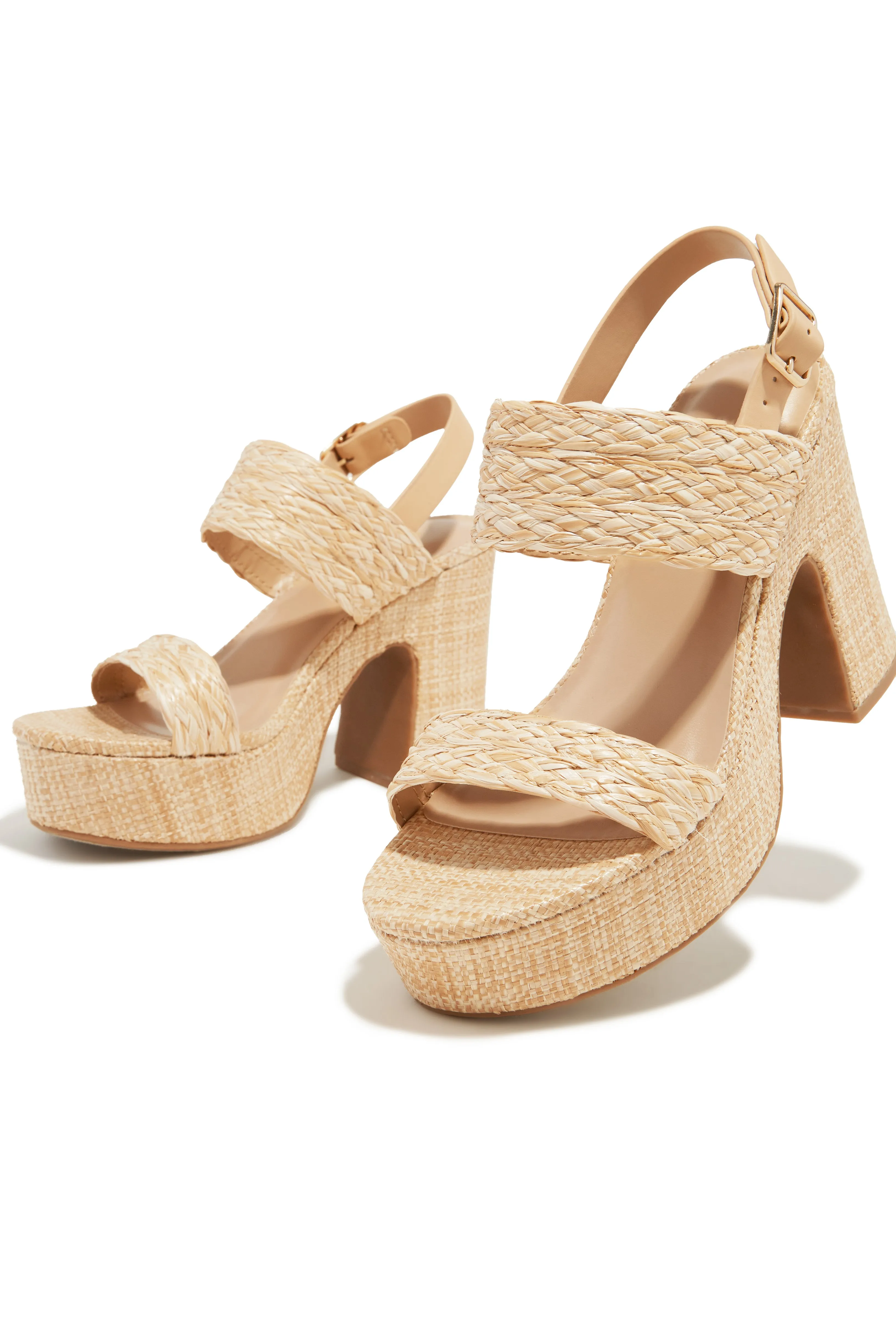 Chelsea Platform Block Heels - Natural sold by Miss Lola product image thumbnail 2
