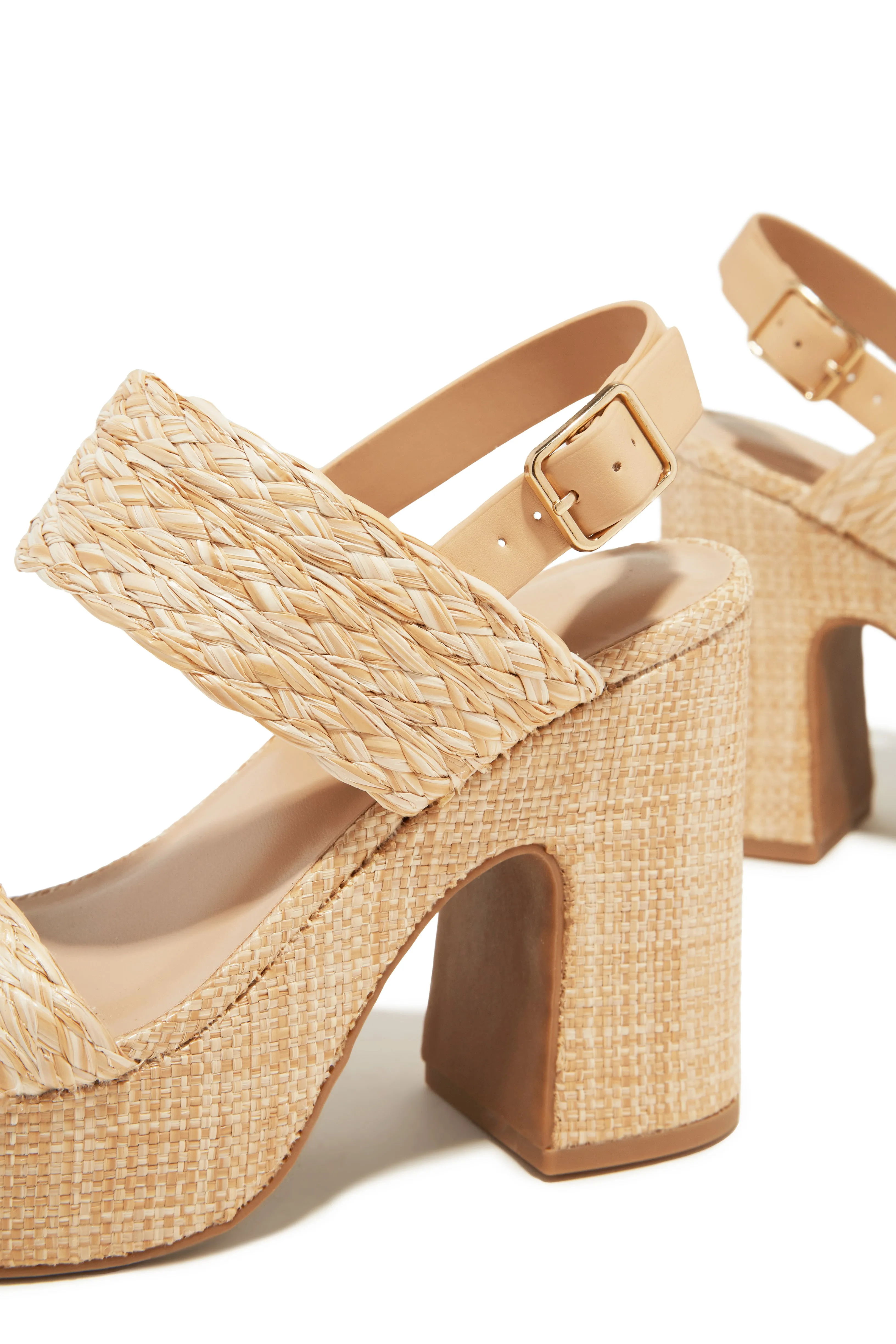 Chelsea Platform Block Heels - Natural sold by Miss Lola product image thumbnail 3