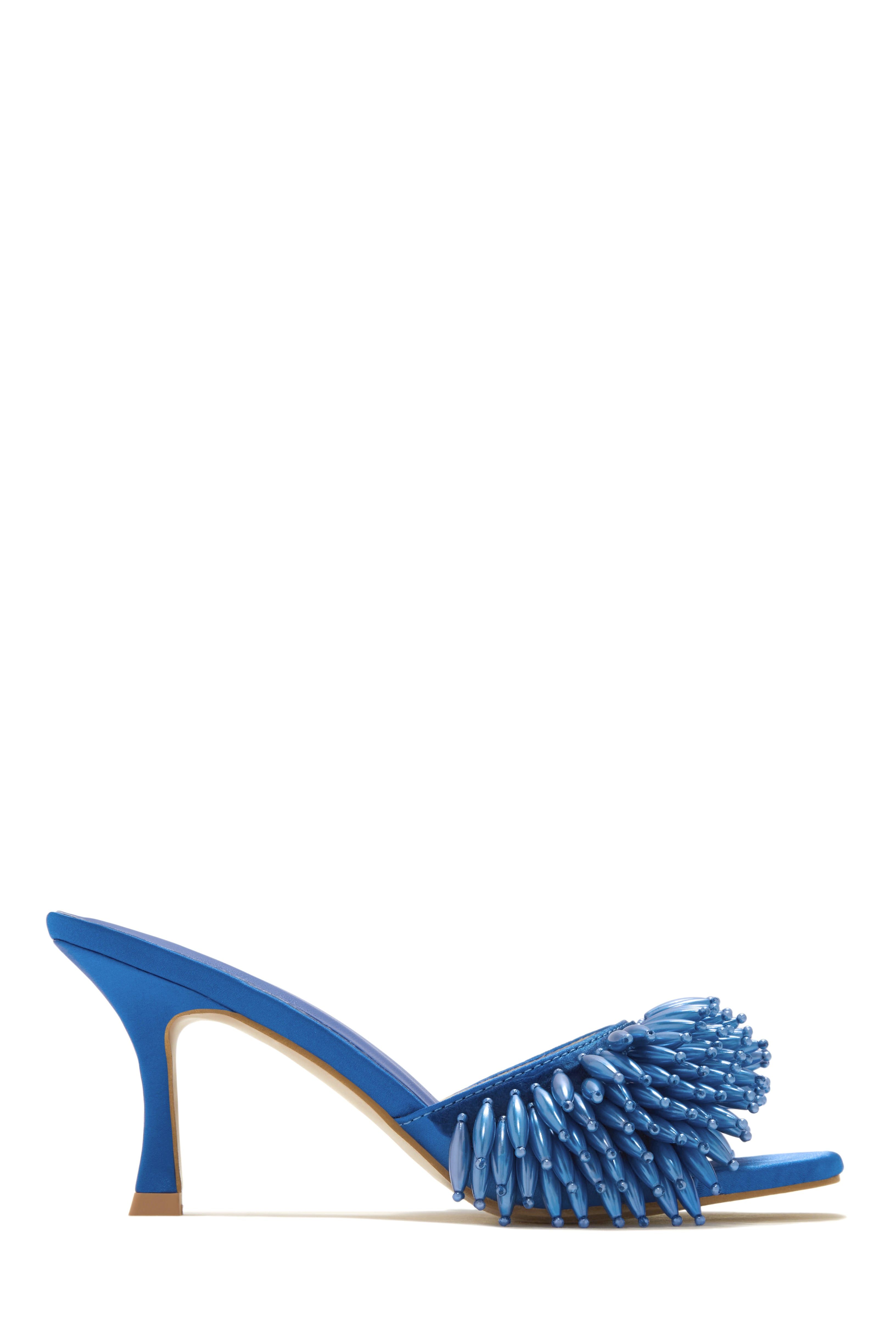 Paradiso Beaded Mid Heel Mules - Blue sold by Miss Lola product image thumbnail 5