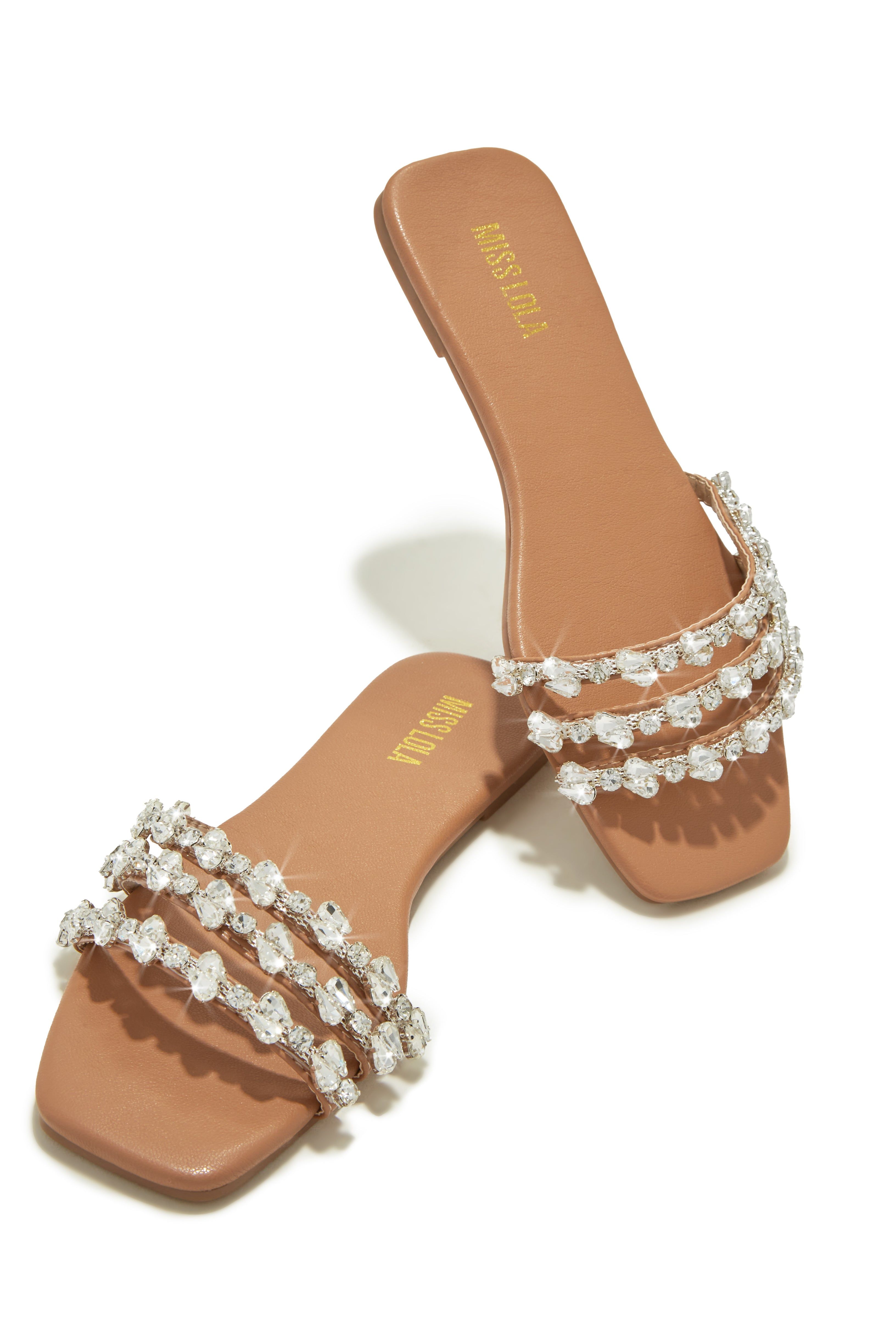 Luxury Trips Embellished Slip On Sandals - Nude sold by Miss Lola product image thumbnail 4