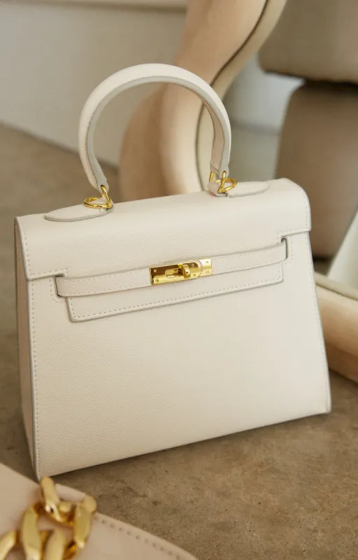 Erica Structured Top Handle Bag - Bone sold by Miss Lola