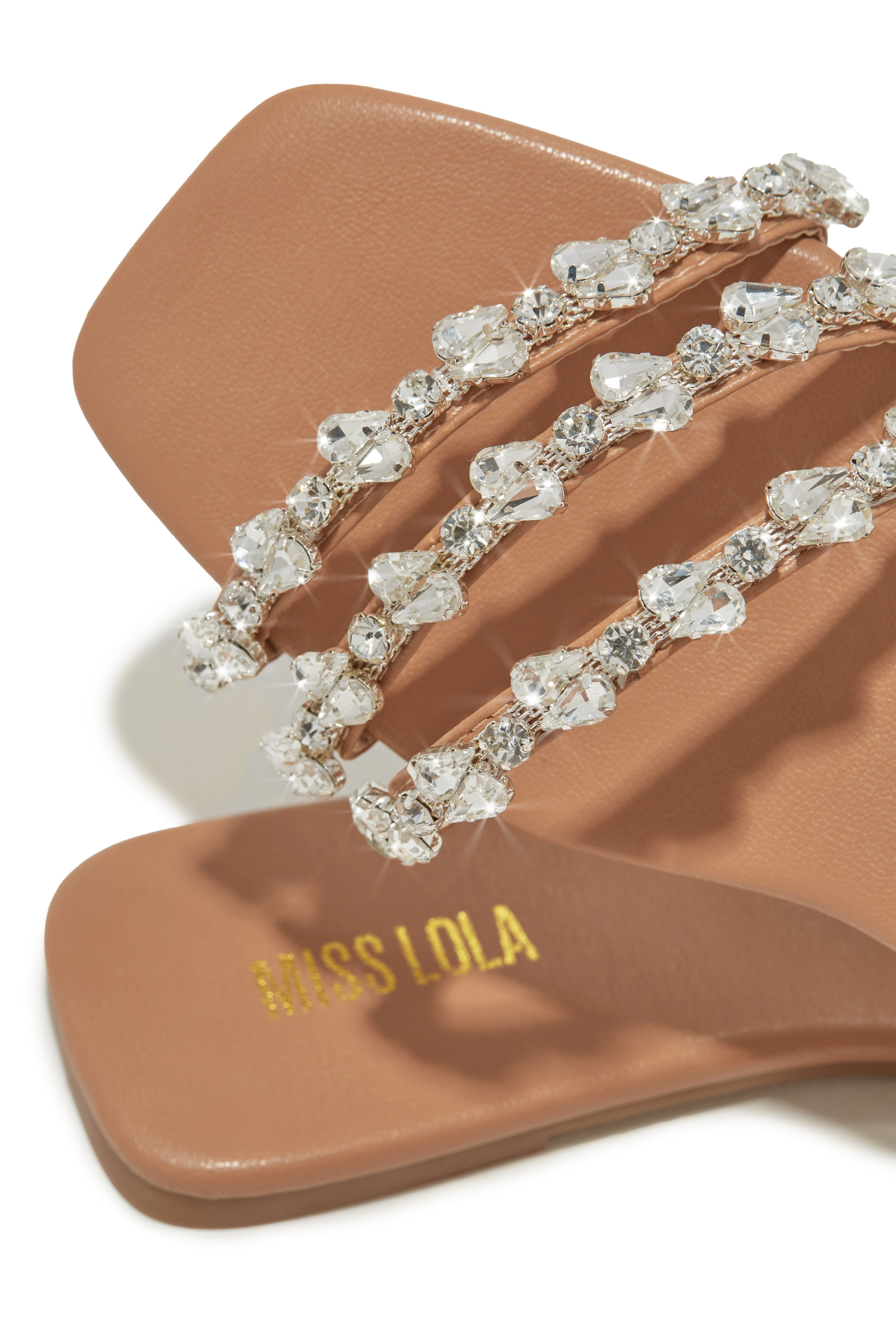 Luxury Trips Embellished Slip On Sandals - Nude sold by Miss Lola product image thumbnail 5