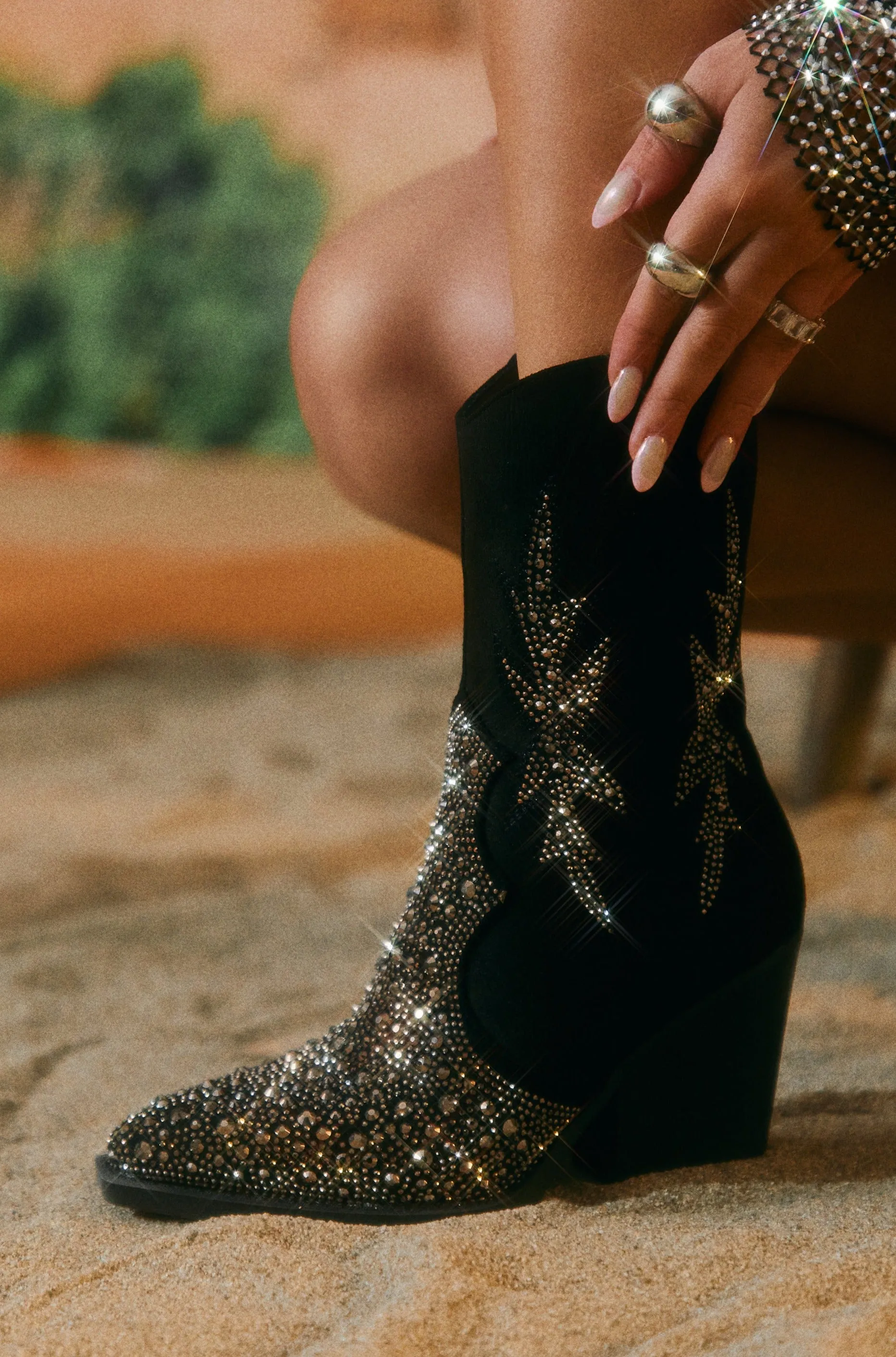 Limited Edition Embellished Cowgirl Boots - Black sold by Miss Lola