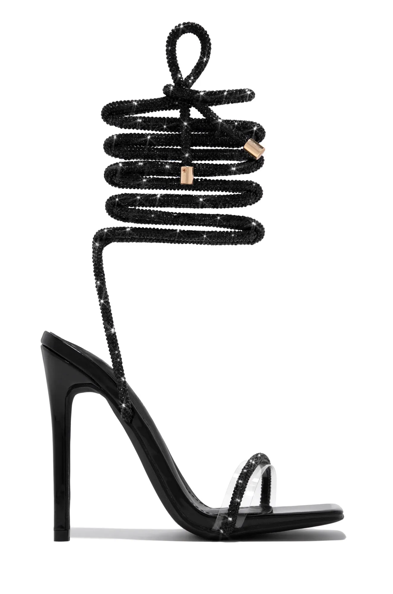 Sofia Embellished Lace Up Heels - Black sold by Miss Lola product image thumbnail 3