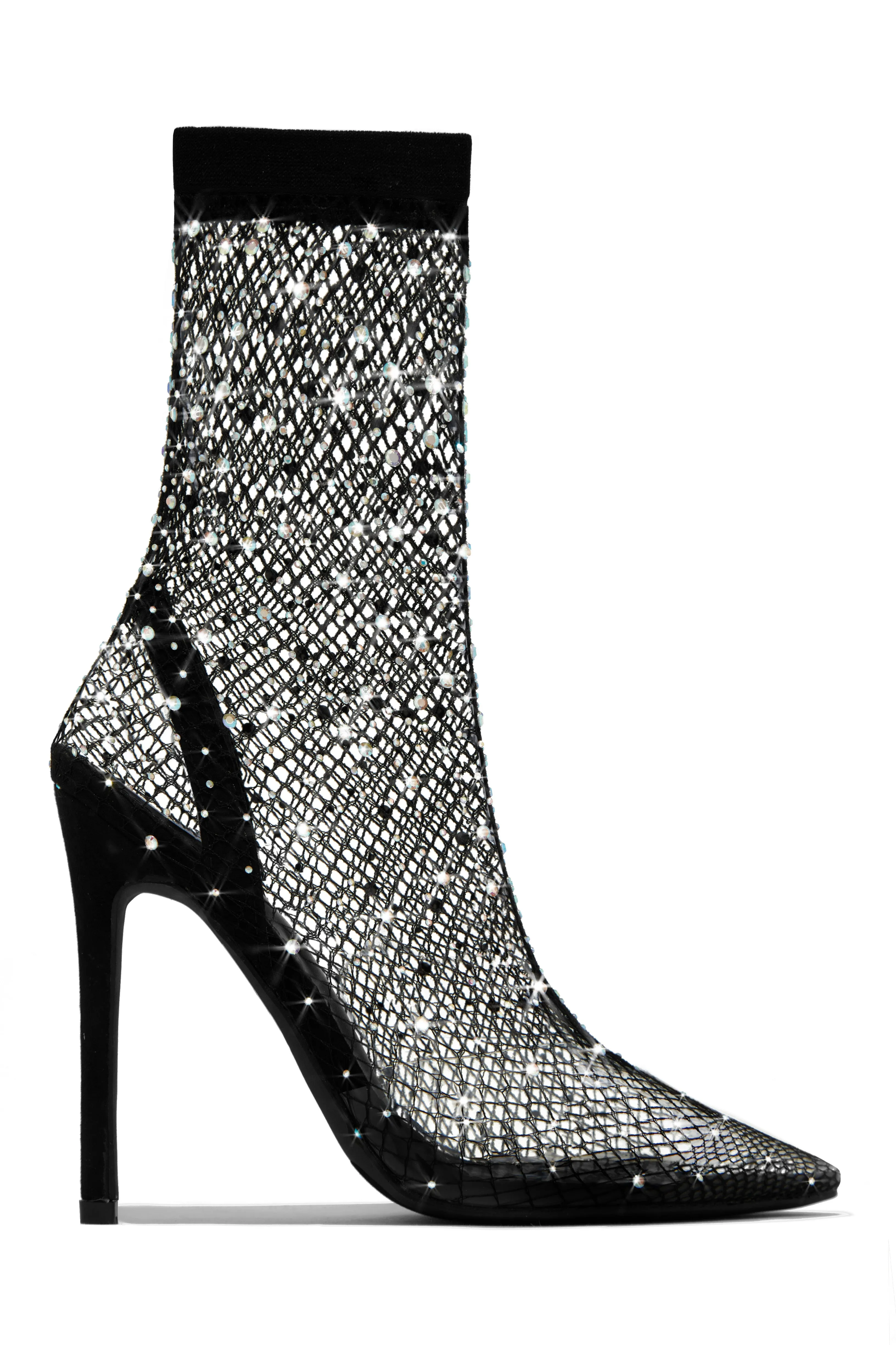 Aliza Embellished Fishnet Ankle Boots - Nude sold by Miss Lola product image thumbnail 5