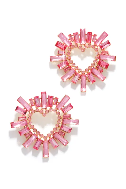 Emelie Heart Statement Earring - Pink sold by Miss Lola