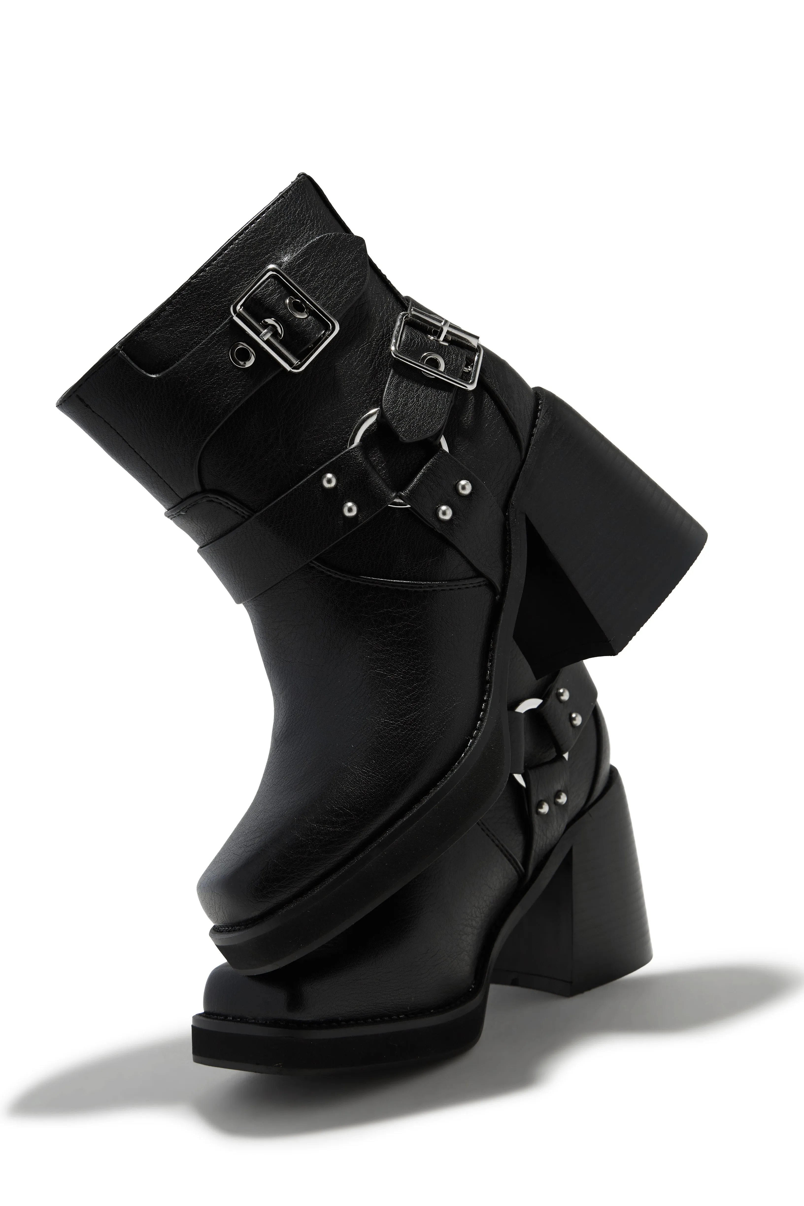 Daryn Block Heel Ankle Boots - Black sold by Miss Lola product image thumbnail 5
