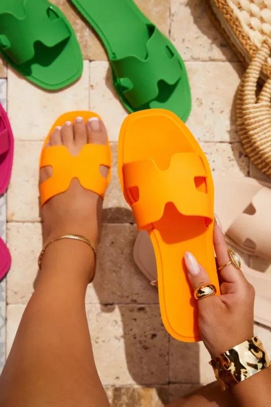 Kaylee Jelly Slip On Sandals - Orange sold by Miss Lola