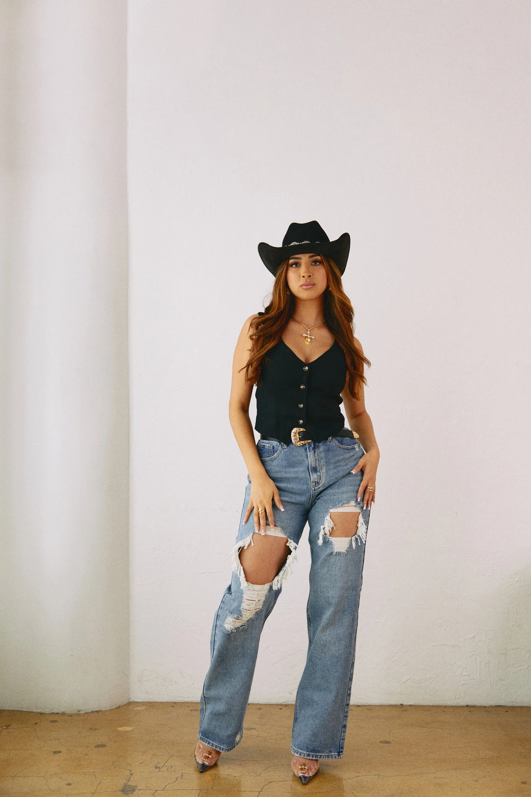 Ciandra Sleeveless Vest Top - Black sold by Miss Lola product image thumbnail 2