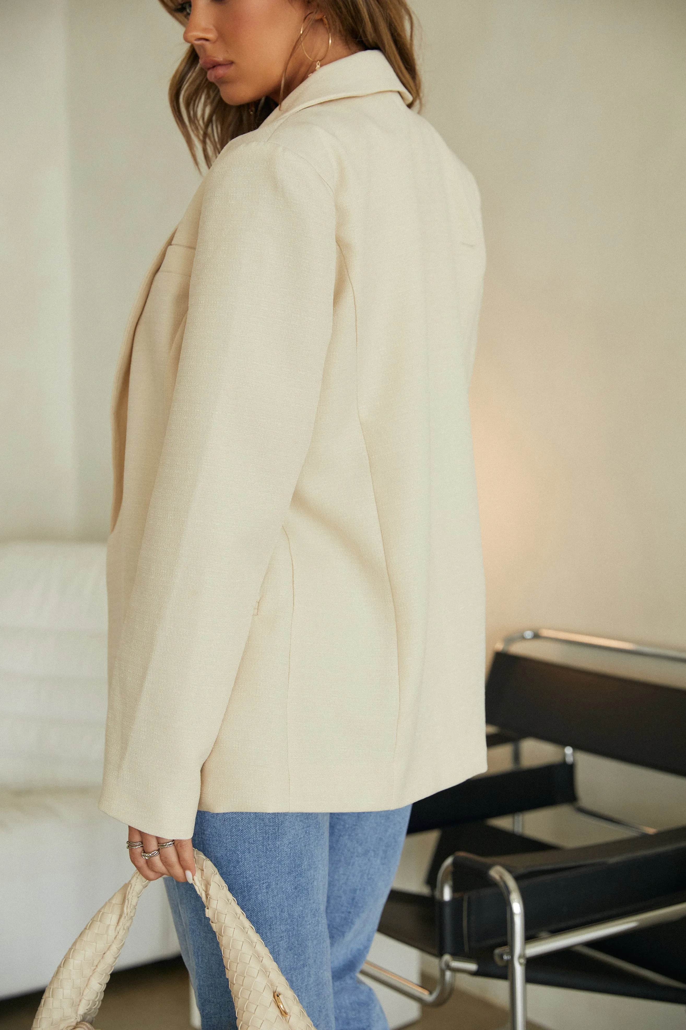 Neyma Notched Collar Blazer - Cream sold by Miss Lola product image thumbnail 2