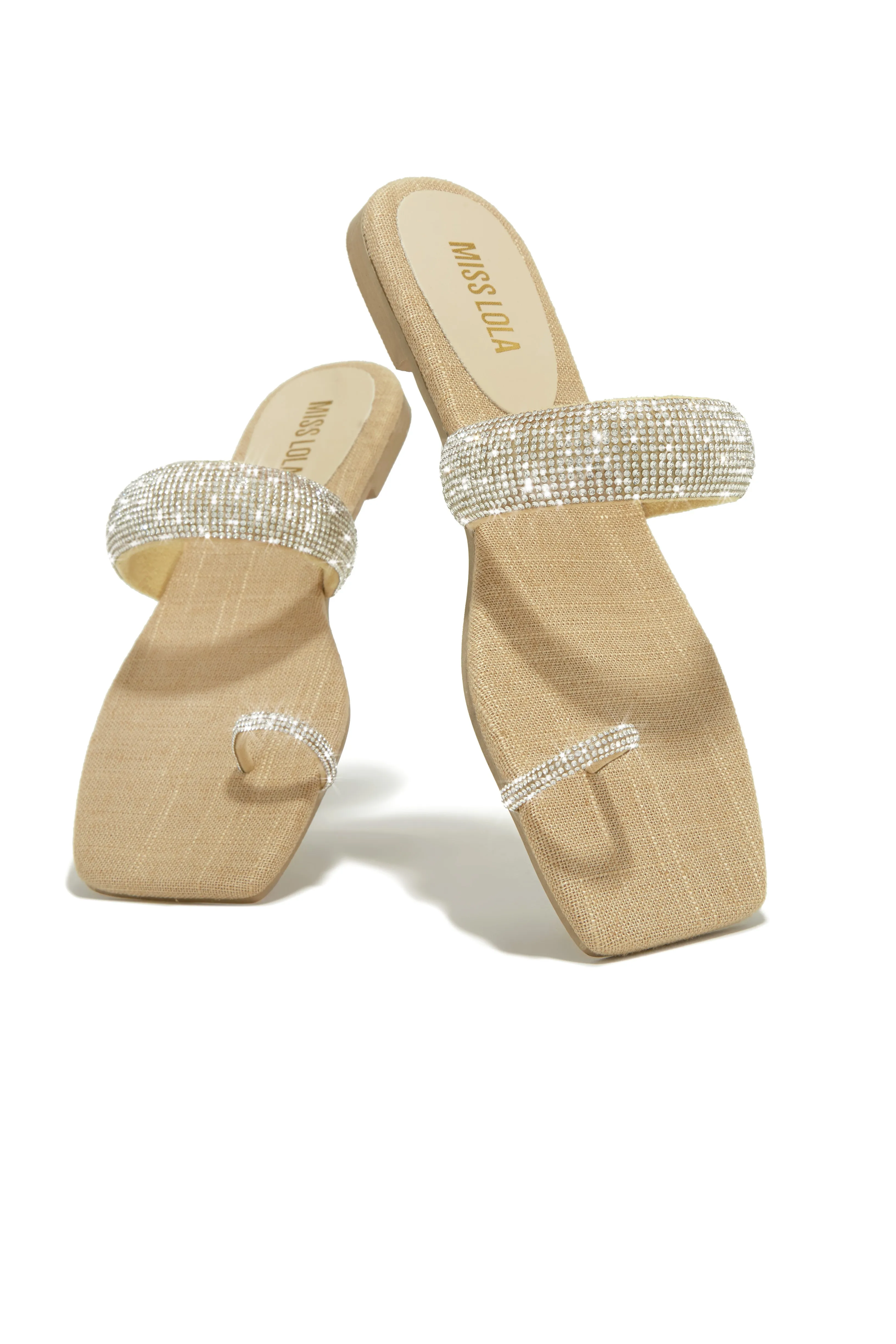 Cabana Beach Embellished Slip On Sandals - Natural sold by Miss Lola product image thumbnail 3
