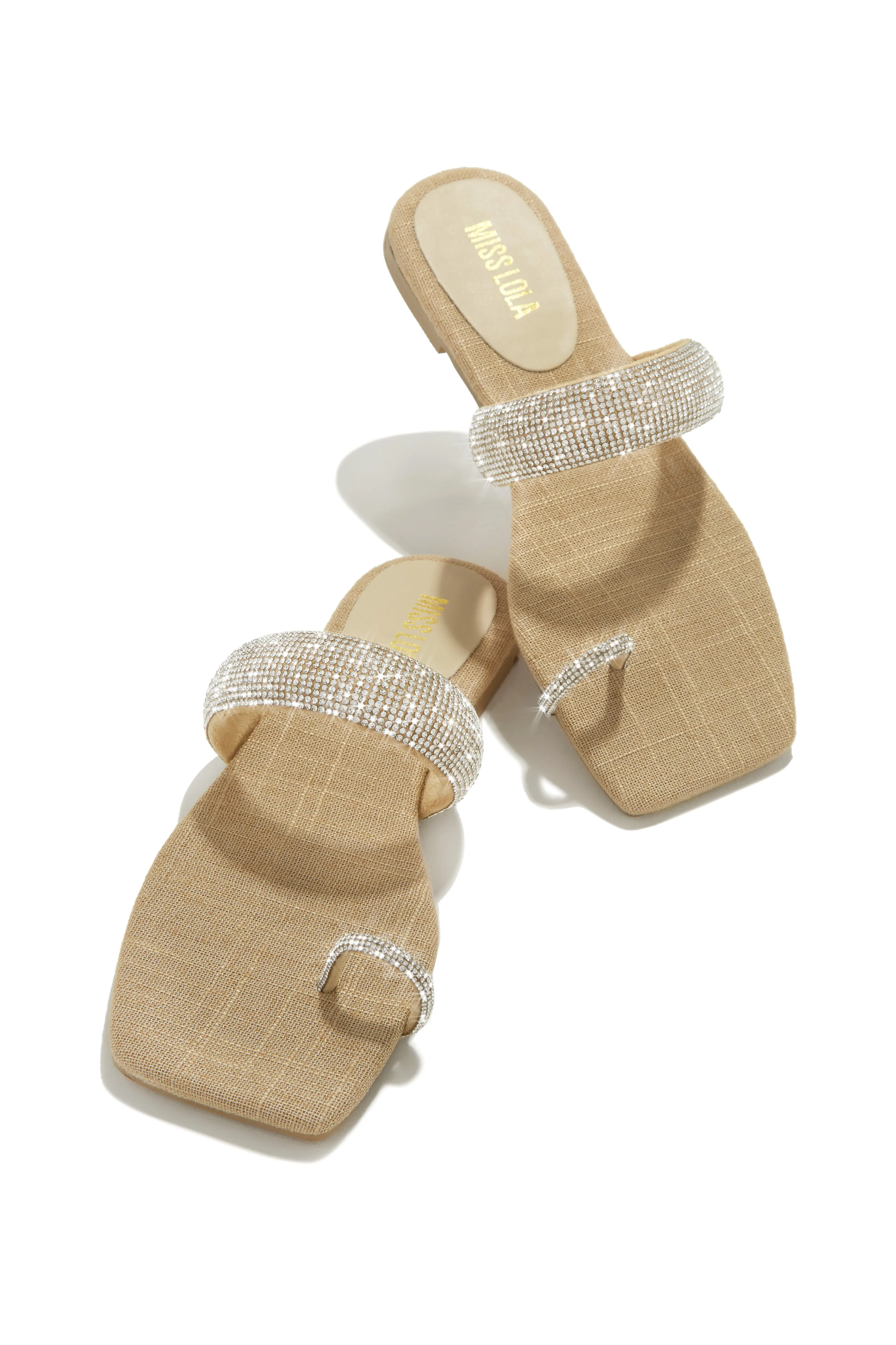 Cabana Beach Embellished Slip On Sandals - Natural sold by Miss Lola product image thumbnail 4