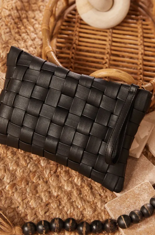 Fashion Fix Woven Clutch Bag - Black sold by Miss Lola