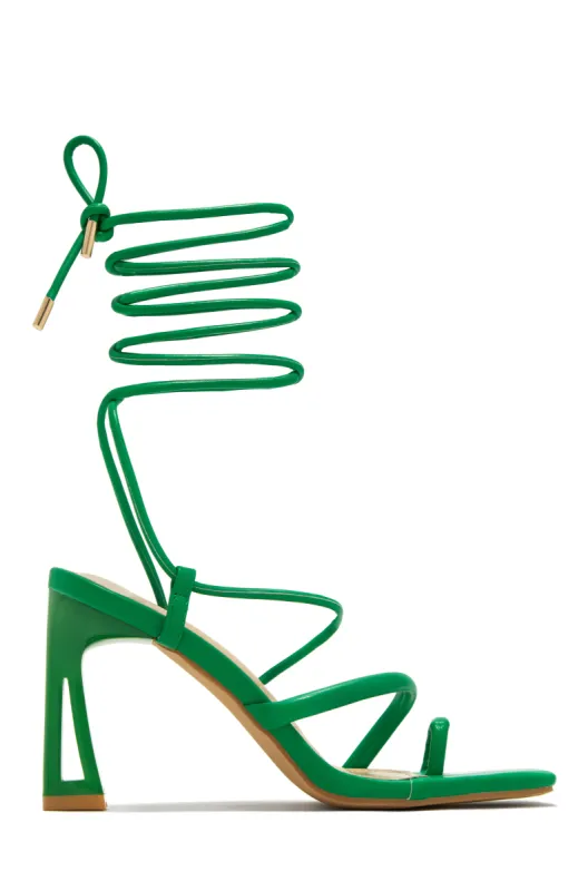 Dreamy Romance Single Sole Lace Up Heels - Green sold by Miss Lola