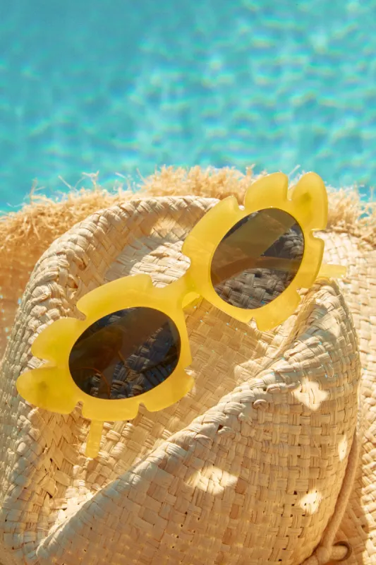 Weekend Flirt Unique Standout Frame Sunglasses - Yellow sold by Miss Lola