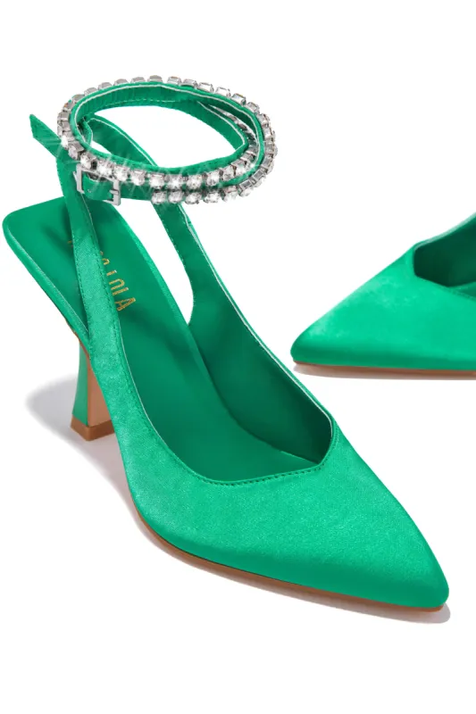 Millionaire Mid Heel Pumps - Green sold by Miss Lola