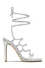 Birthday Wishes Embellished Lace Up Heels - Silver sold by Miss Lola