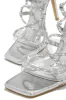 Birthday Wishes Embellished Lace Up Heels - Silver sold by Miss Lola