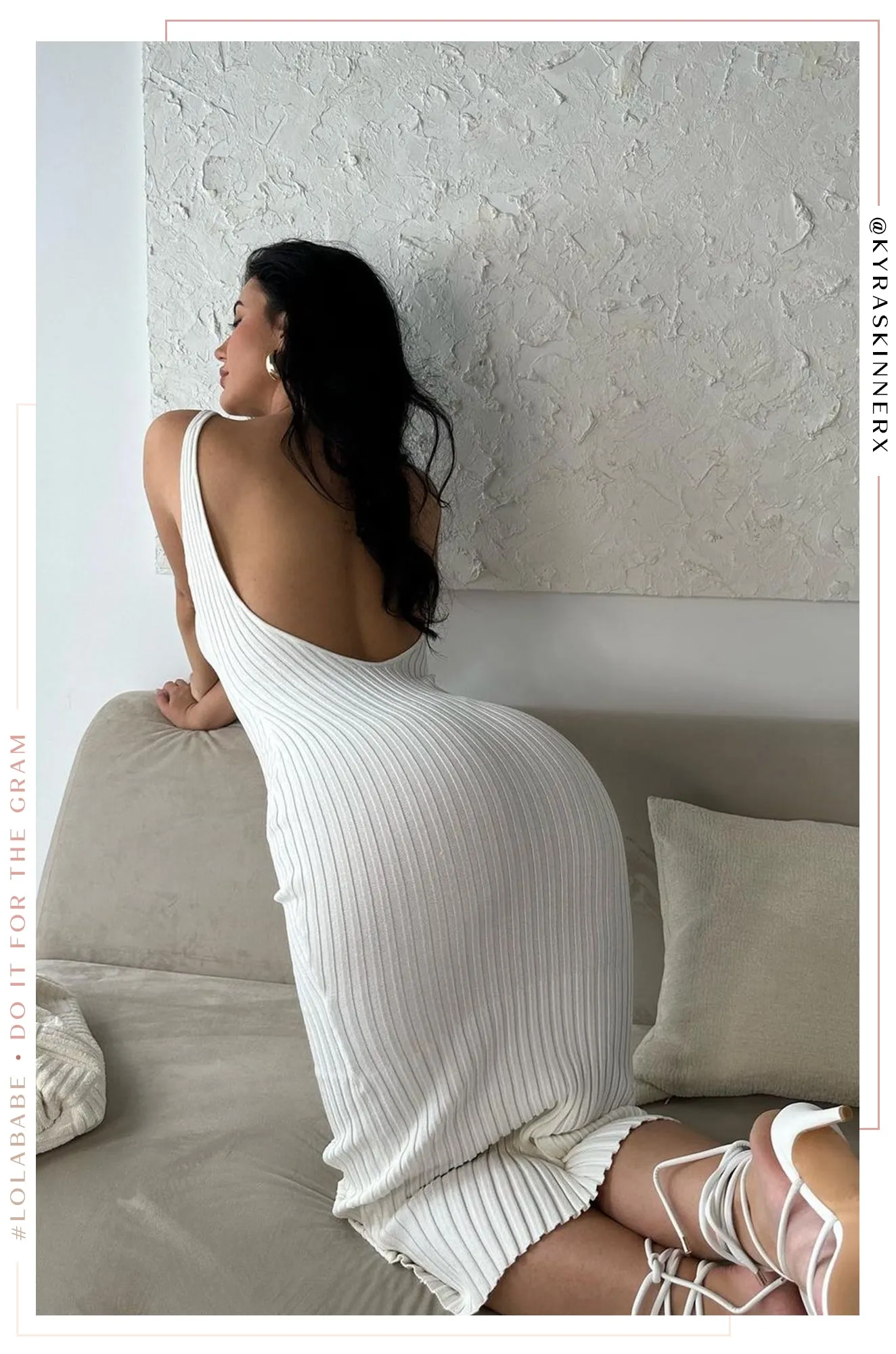 Veronica Open Back Ribbed Dress - White sold by Miss Lola product image thumbnail 2