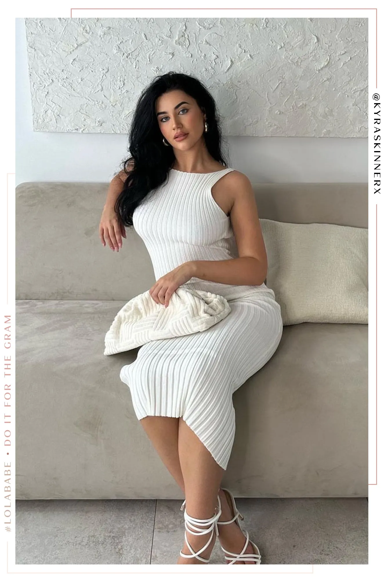 Veronica Open Back Ribbed Dress - White sold by Miss Lola product image thumbnail 4