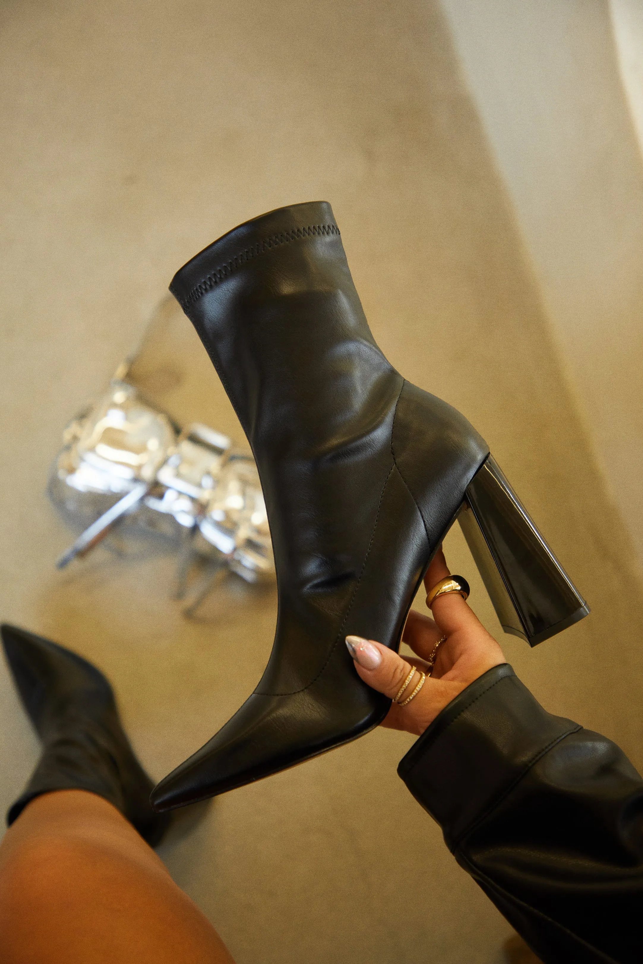 Giselle Block Heel Ankle Boots - Black sold by Miss Lola