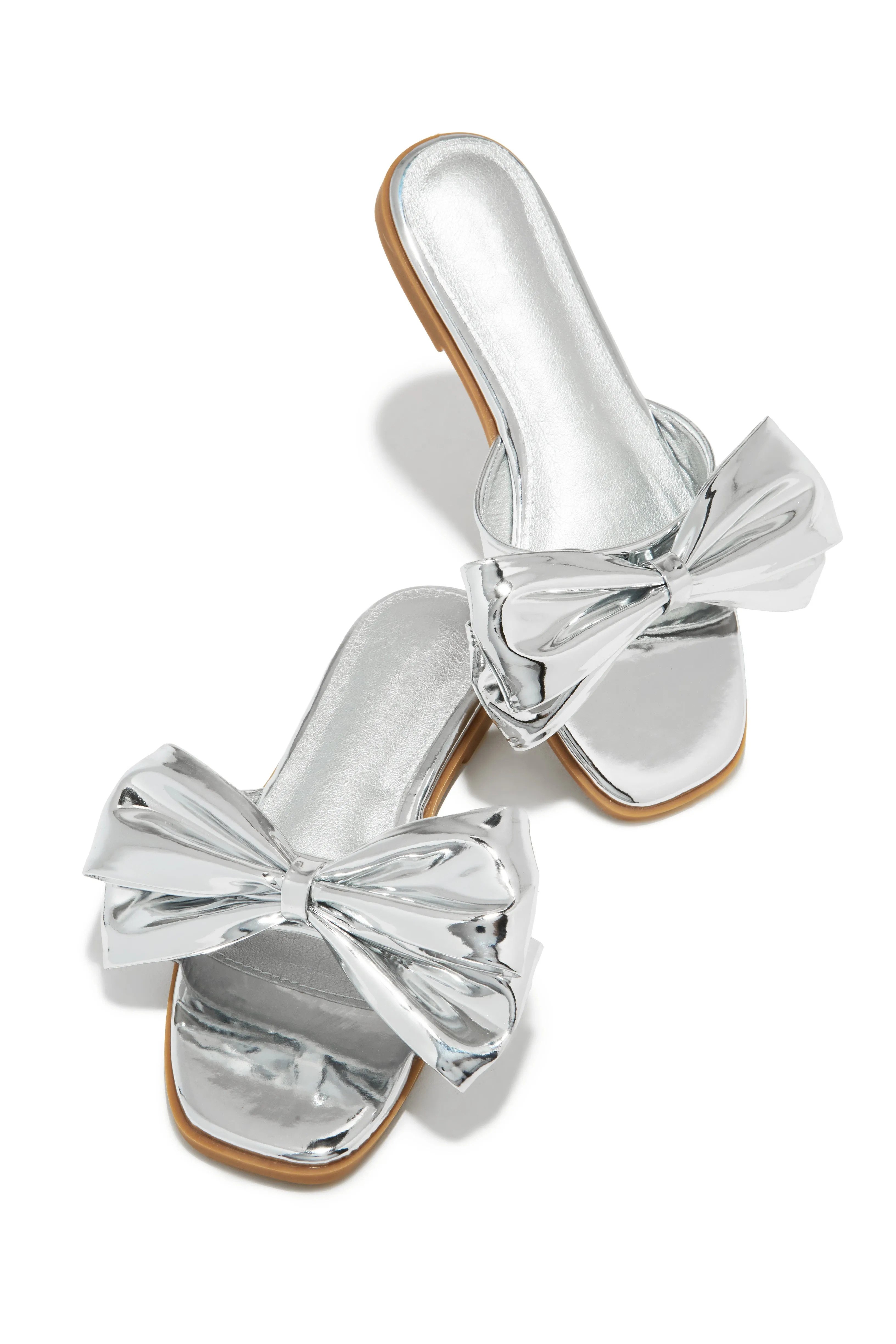 Talkin' Flirty Metallic Slip On Sandals - Silver sold by Miss Lola product image thumbnail 5