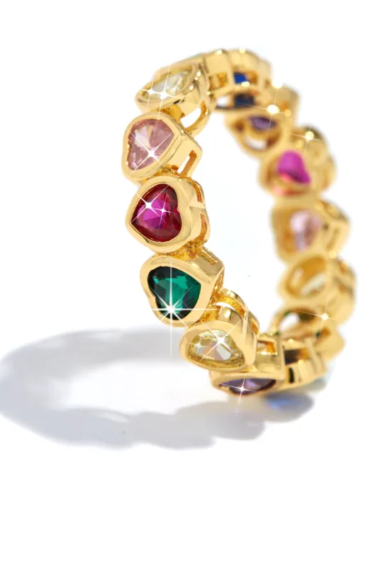 Sweet Love Heart Embellished Ring - Gold Multi sold by Miss Lola