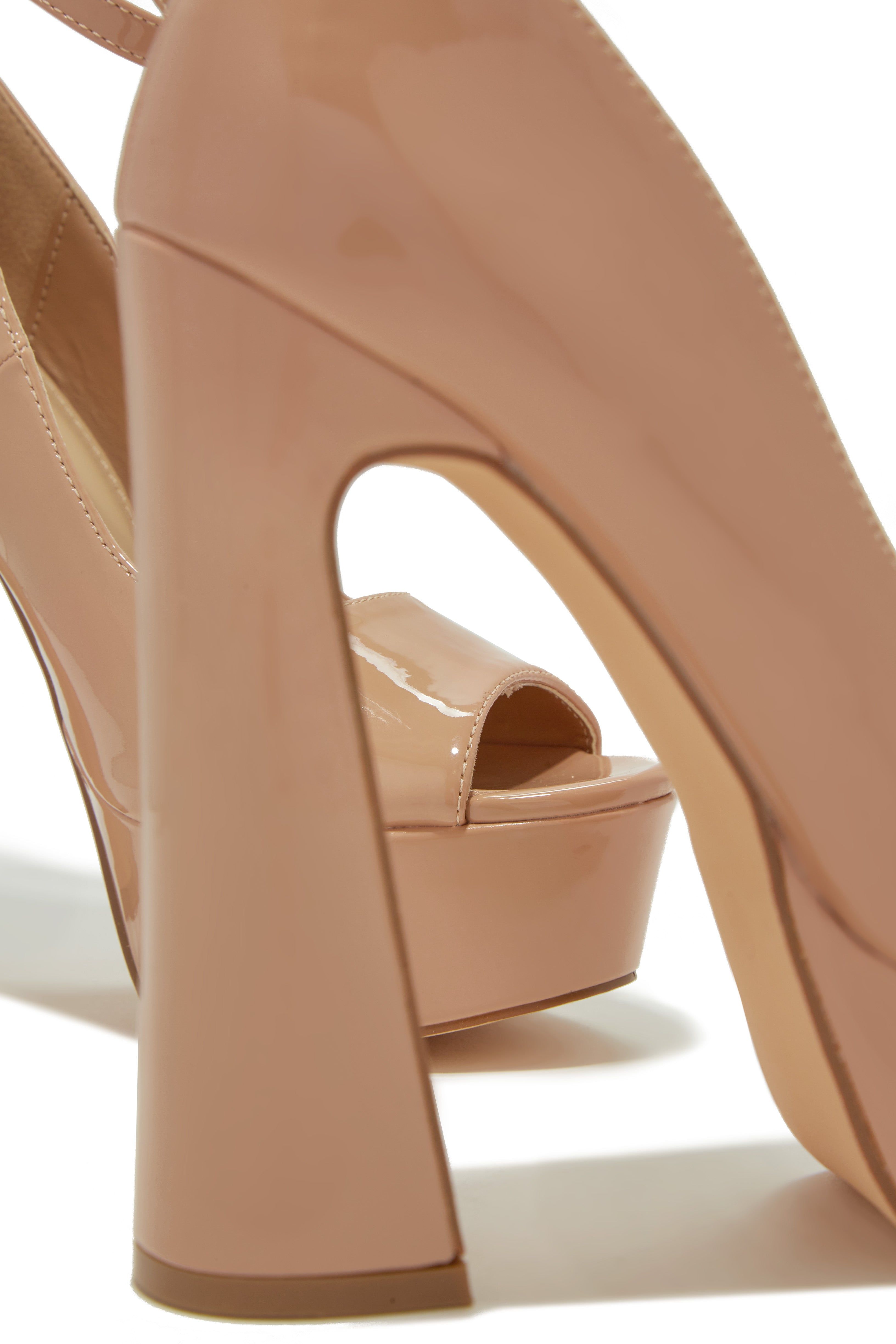 Alysa Peep Toe Platform Block Heels - Nude sold by Miss Lola product image thumbnail 4