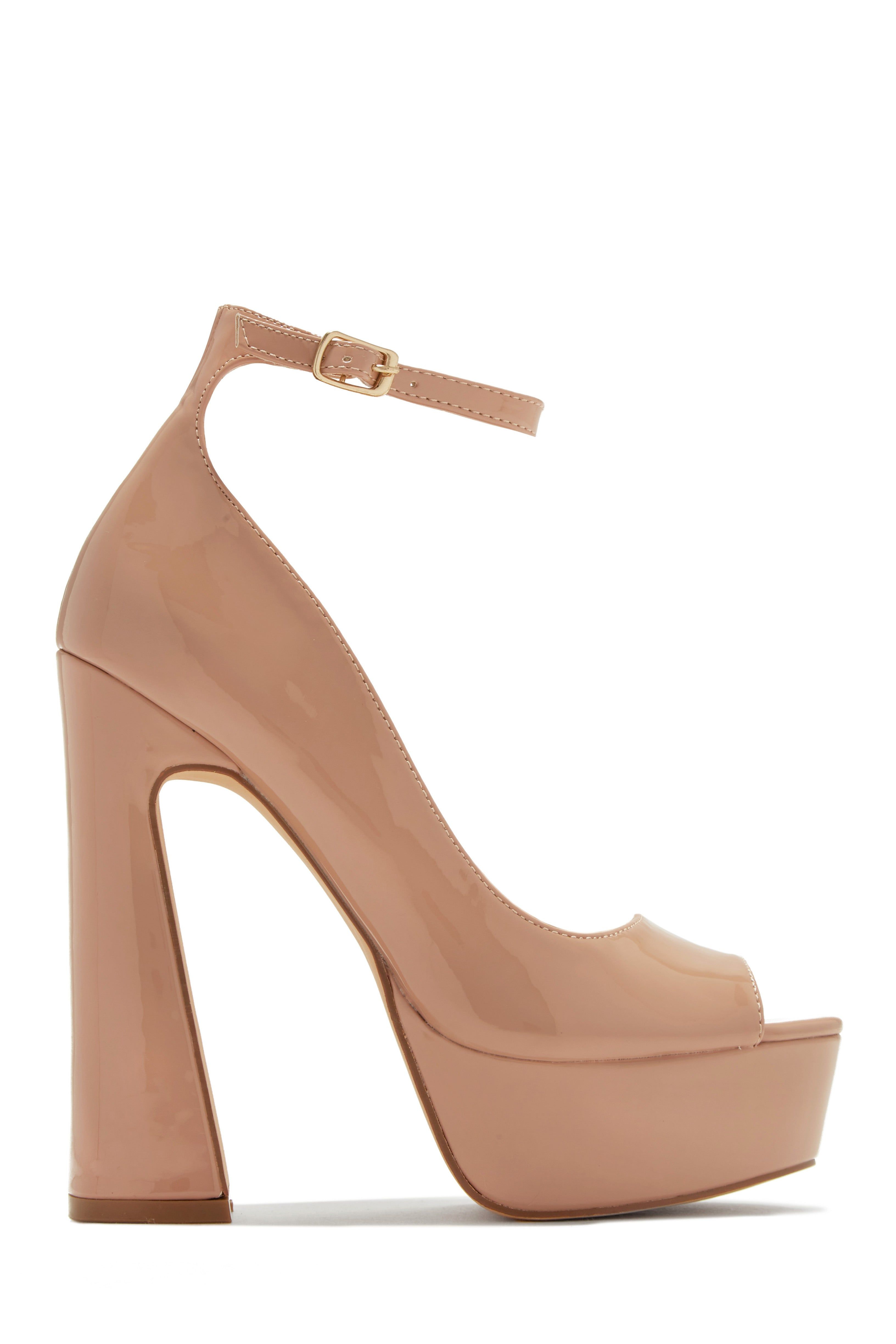Alysa Peep Toe Platform Block Heels - Nude sold by Miss Lola product image thumbnail 5