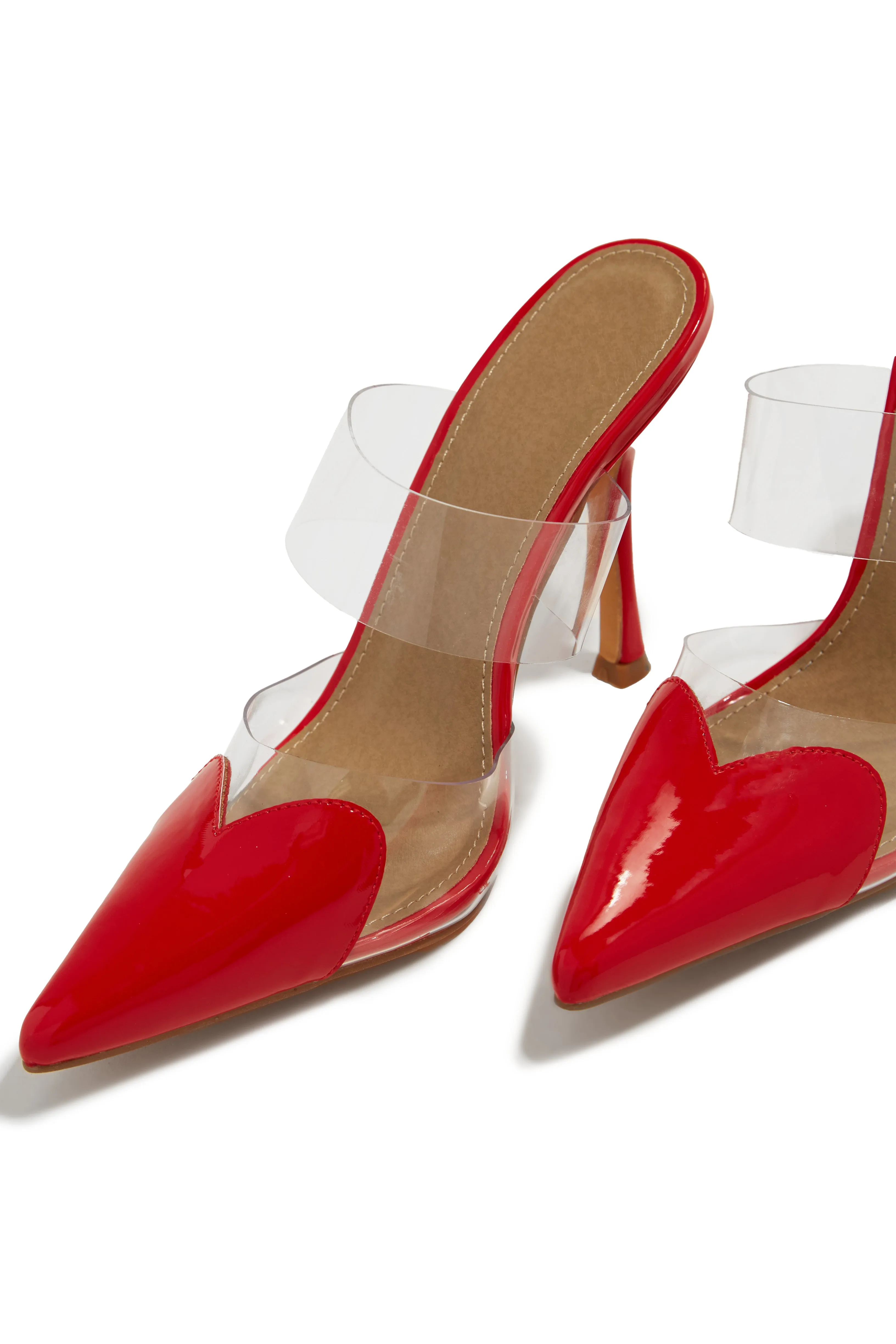 Forever Love Pointed Toe High Heel Mules - Red sold by Miss Lola