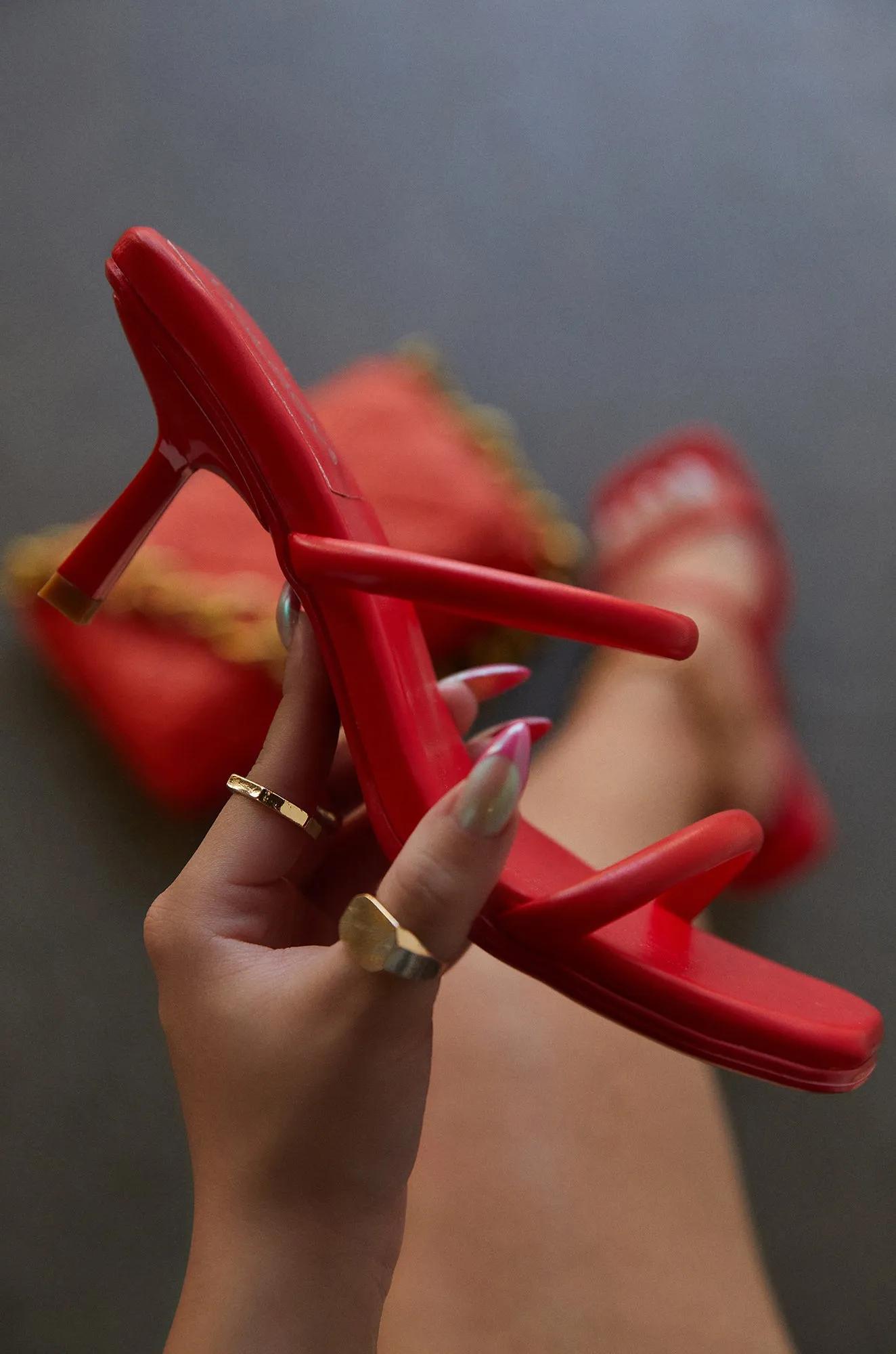 Calista Mid Heel Mules - Red sold by Miss Lola