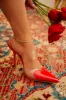 Forever Love Pointed Toe High Heel Mules - Red sold by Miss Lola