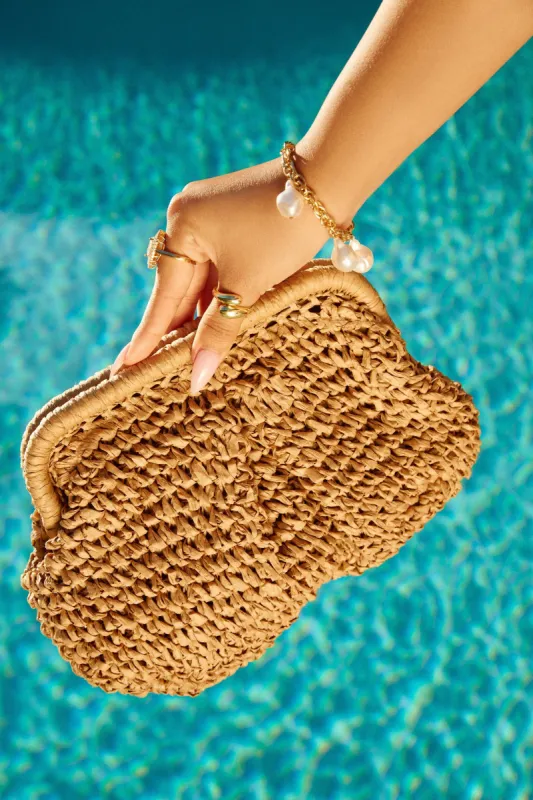 Sea You Soon Woven Crossbody Handbag - Khaki sold by Miss Lola