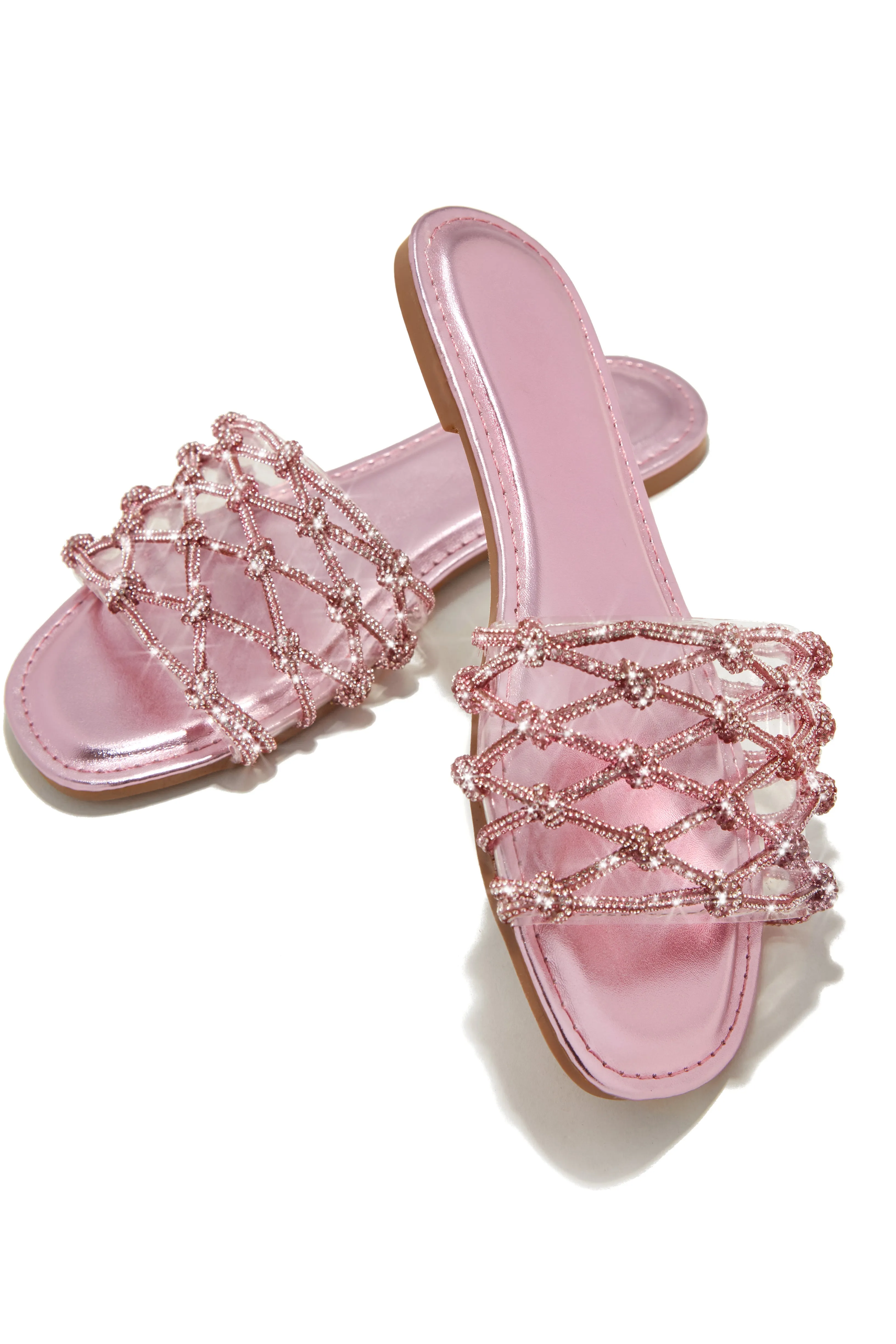 Luxury Villa Embellished Slip On Sandals - Pink sold by Miss Lola product image thumbnail 4