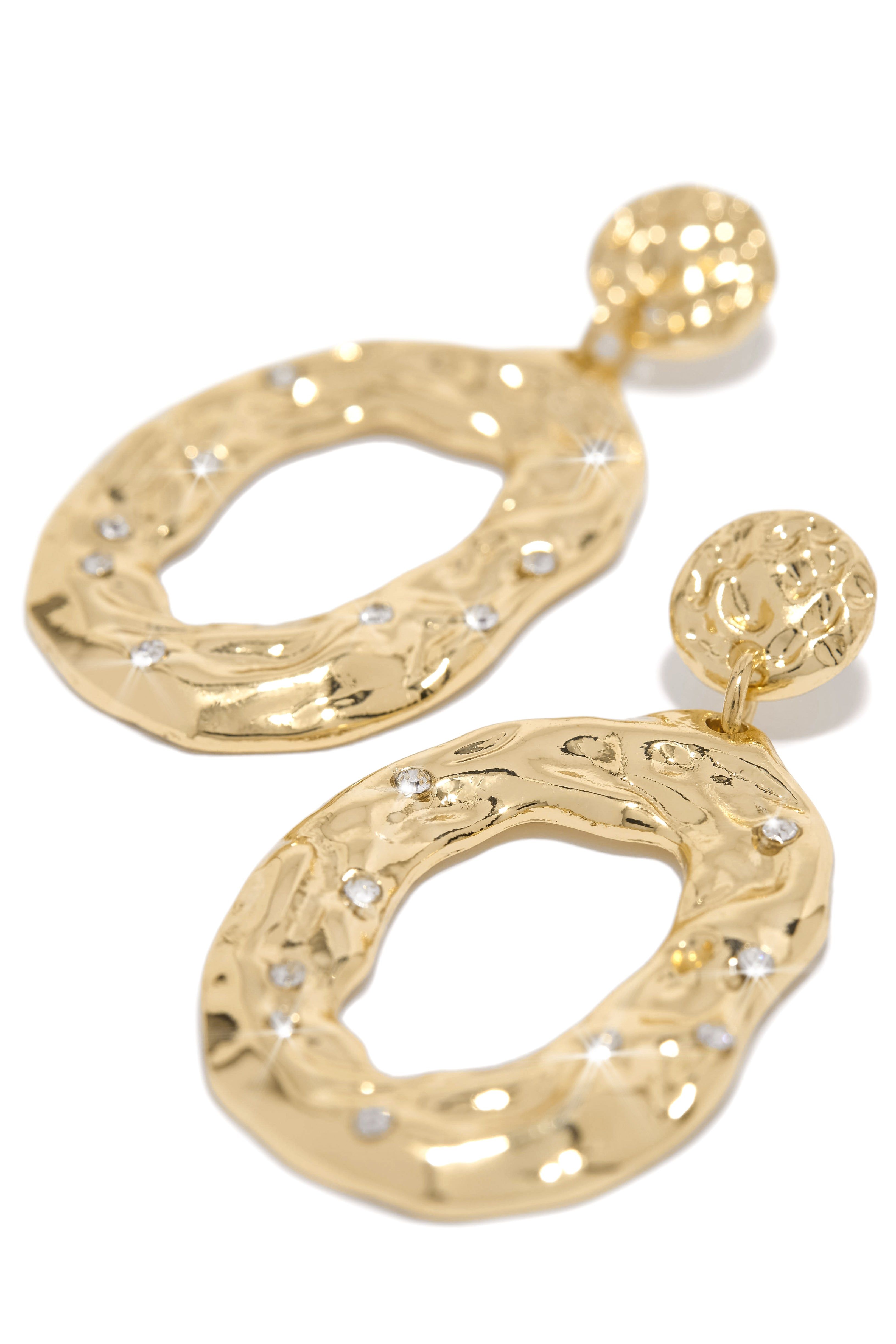 Lora Embellished Textured Earring - Gold sold by Miss Lola