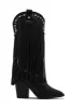 Houston Embellished Fringe Cowgirl Boots - Black sold by Miss Lola