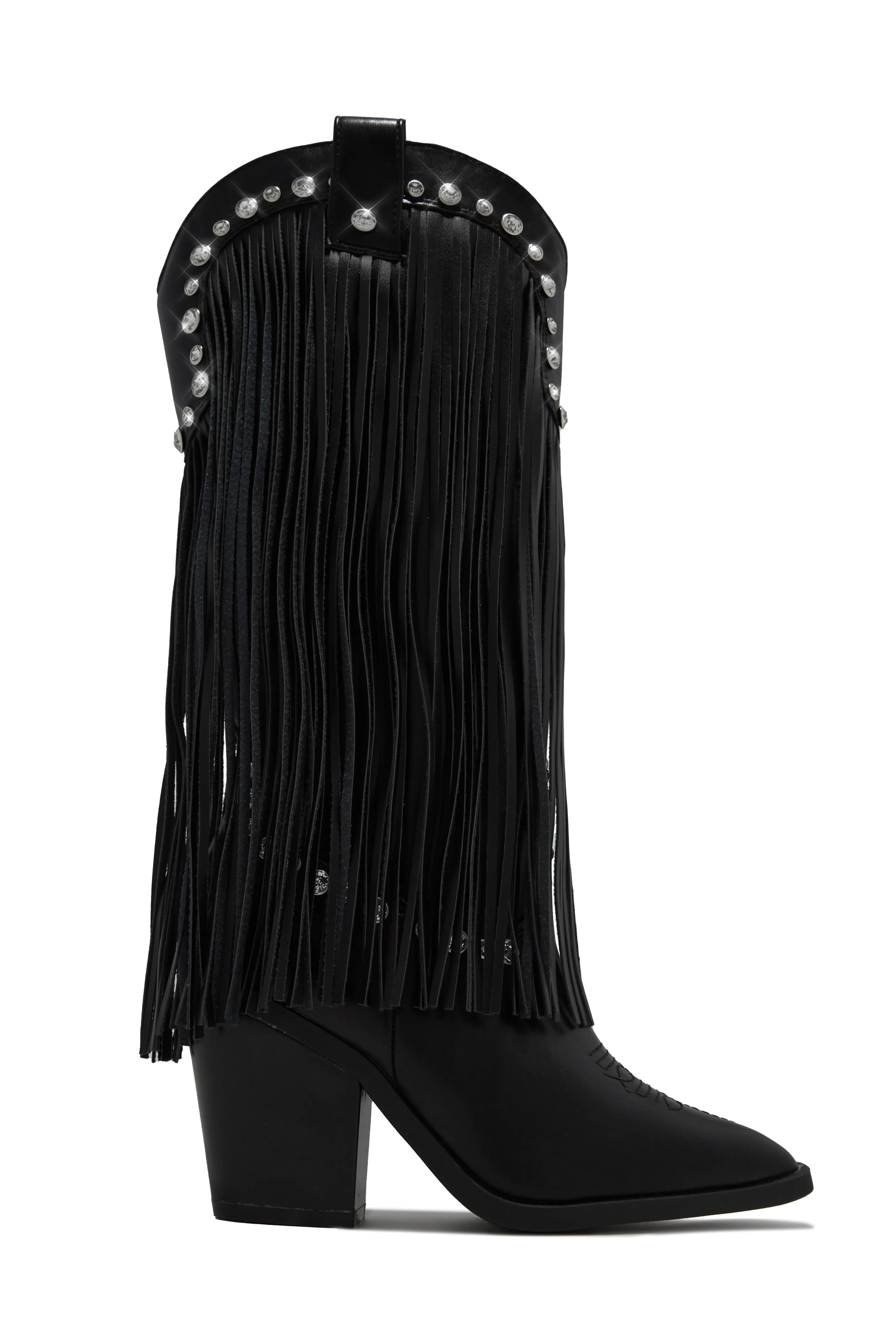 Houston Embellished Fringe Cowgirl Boots - Black sold by Miss Lola product image thumbnail 5