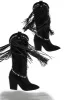 Houston Embellished Fringe Cowgirl Boots - Black sold by Miss Lola