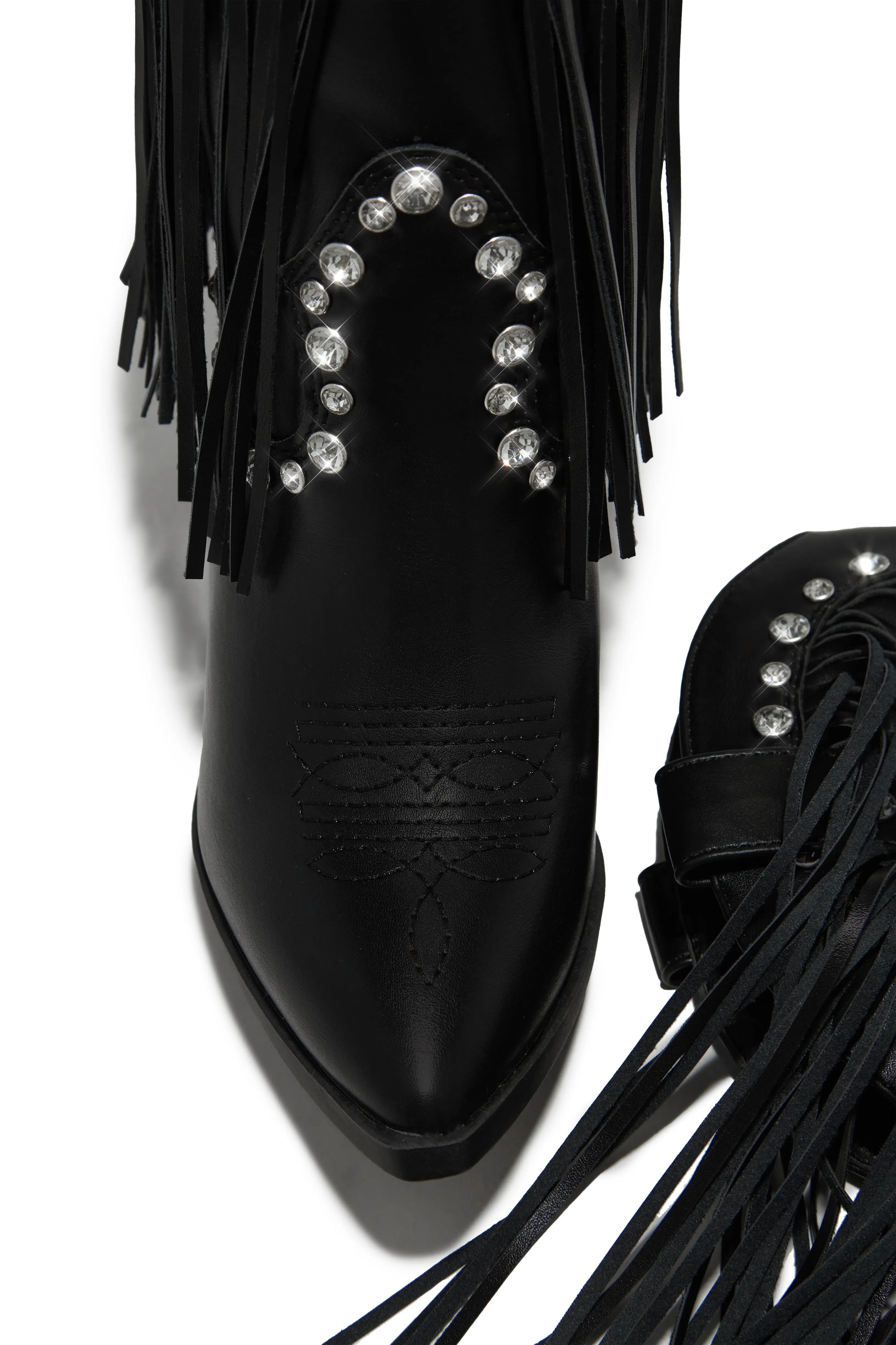 Houston Embellished Fringe Cowgirl Boots - Black sold by Miss Lola product image thumbnail 4